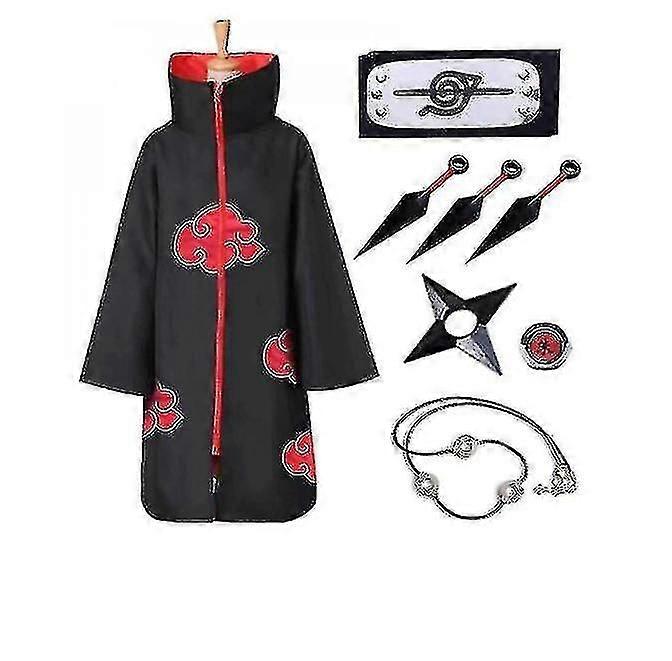 Akatsuki Μανδύας Anime Κοστούμι Kit Itachi Robe Απόκριες Long Cape 8 κομμάτια Set_y υψηλής ποιότητας