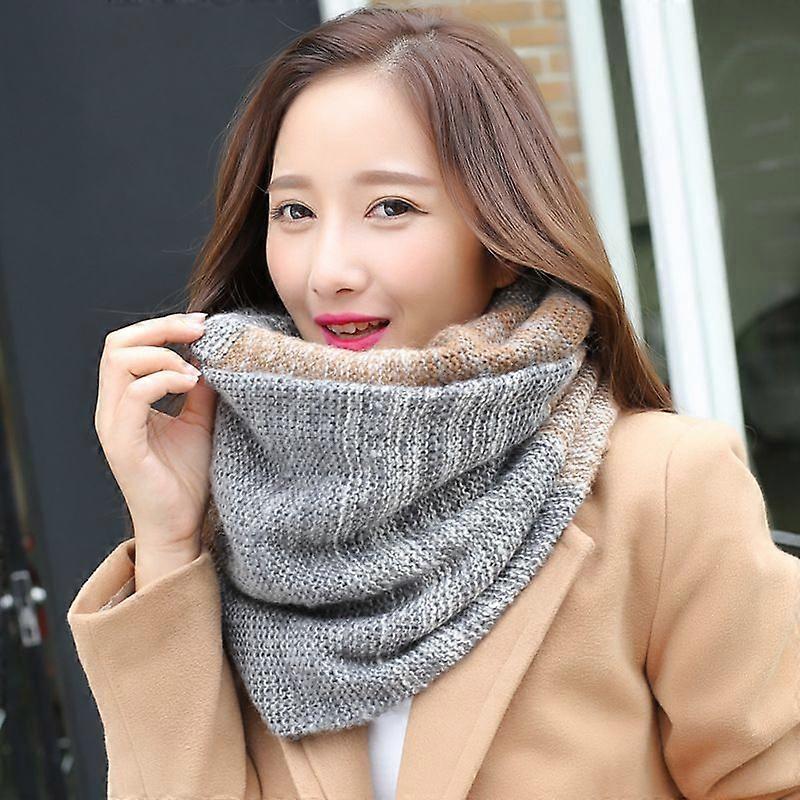 Dame Fargerik Halsskjerf Vinterstrikket Loop Infinity Skjerf Varm Wrap Cowl Type 7