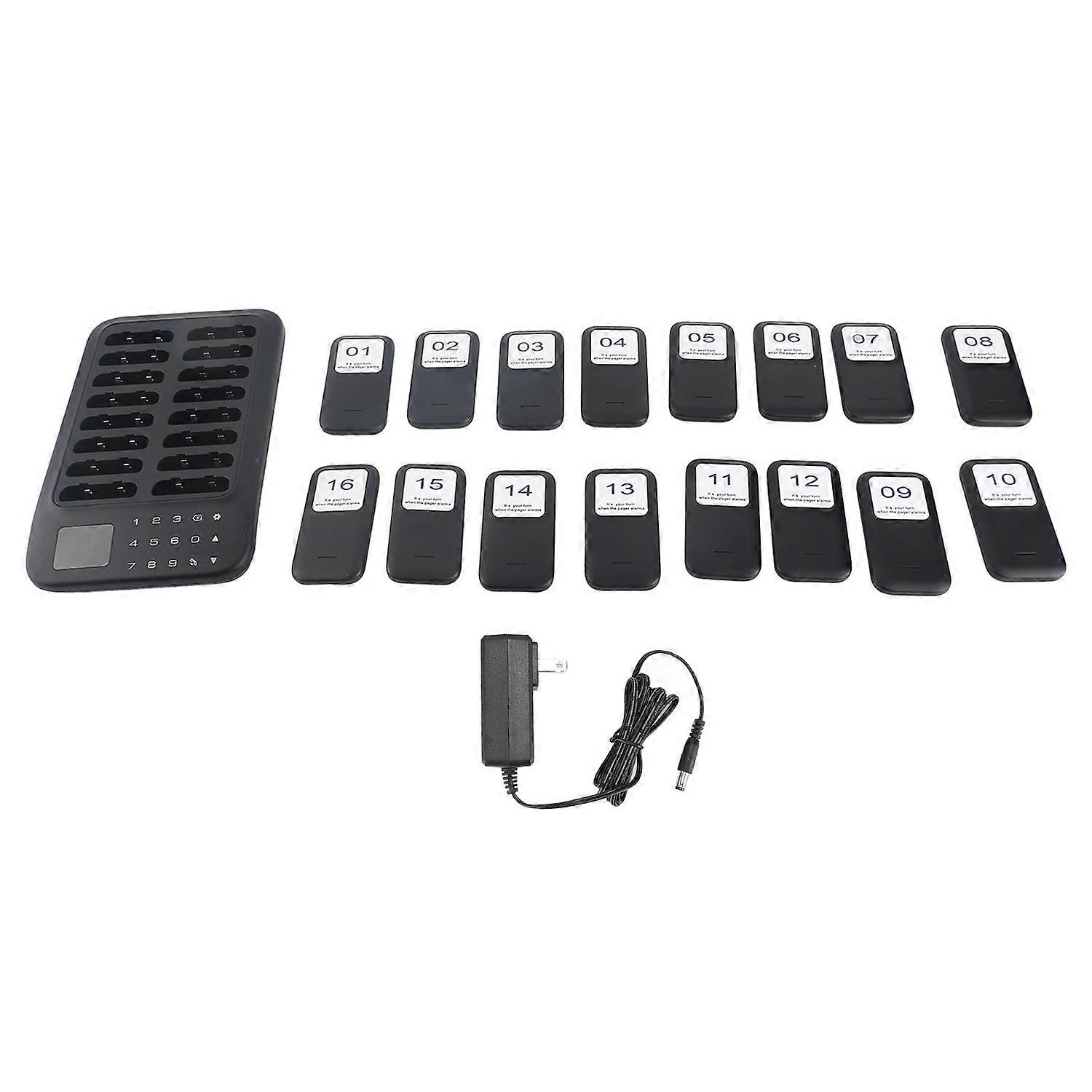 Restaurant Pager System 3 Reminder Modes 500 Meters Cordless Reception 16 Restaurant Buzzers US Plug