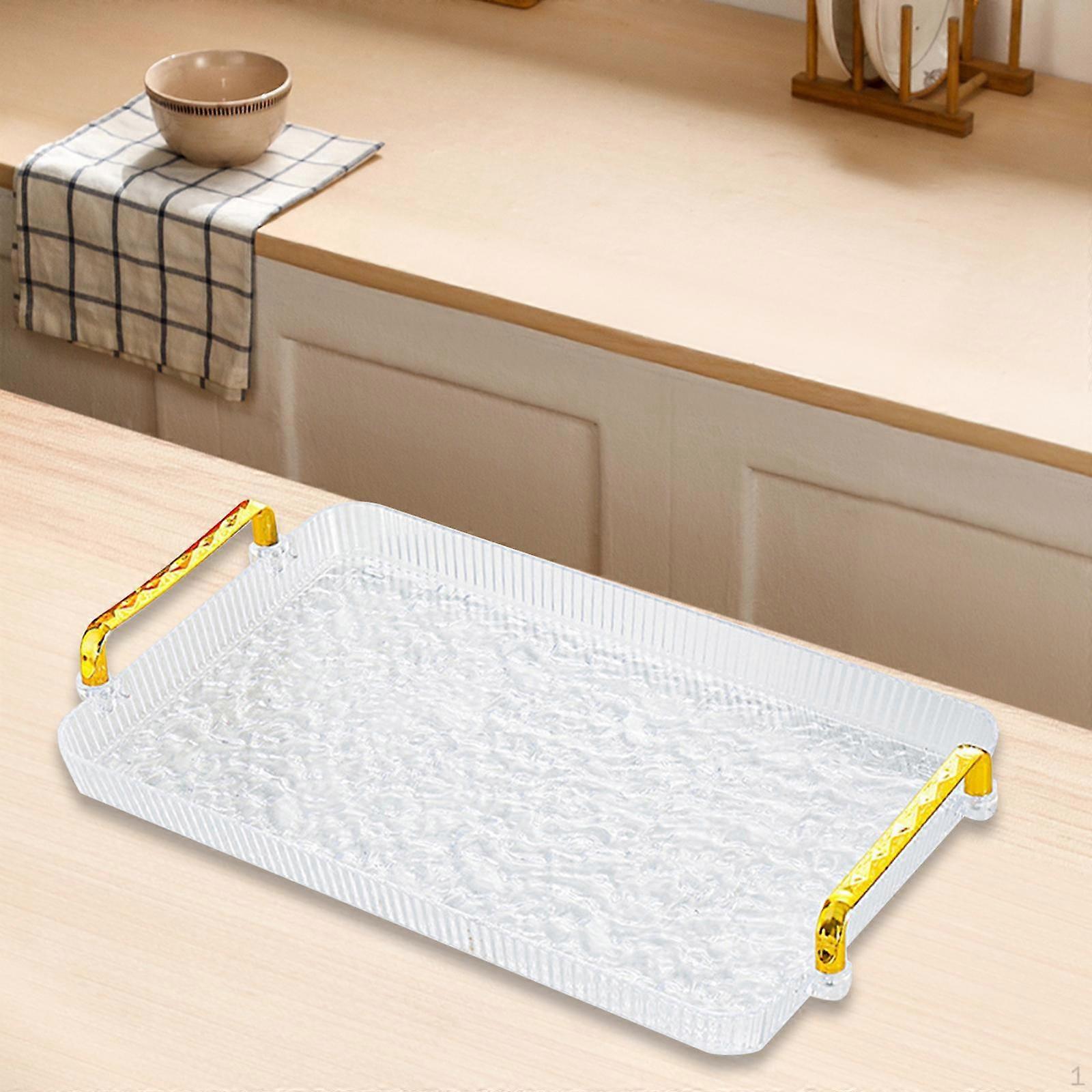 Bathroom Tray,Dessert Plate with Handle,Rectangular Serving Tray,Hotel Dinner Breakfast