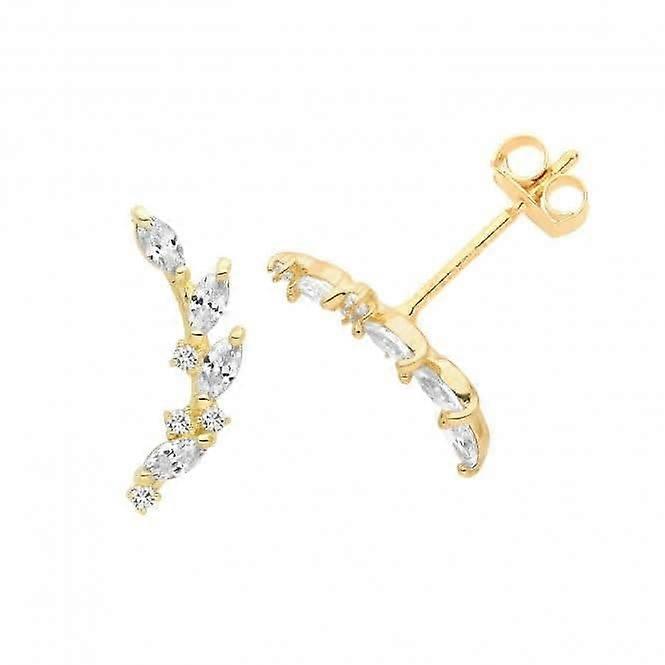 9ct Yellow Gold Zirconia Climber Stud Earrings ES1627