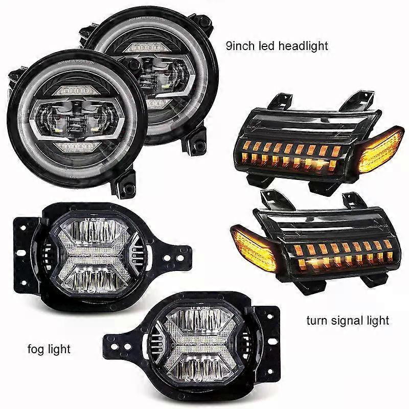 Compatible 9 Inch Round Led Headlights with Halo DRL+4inch led fog light+Turn Signal light for Jeep Wrangler JL 2018 2019 2020
