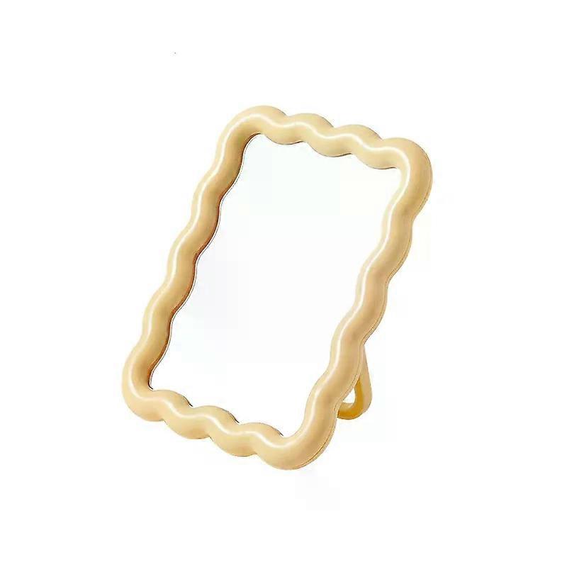 Corrugated Desktop Makeup Mirror Solid Color Simple Portable Handheld Makeup Mirror Foldable Student Compact Cute Mirror