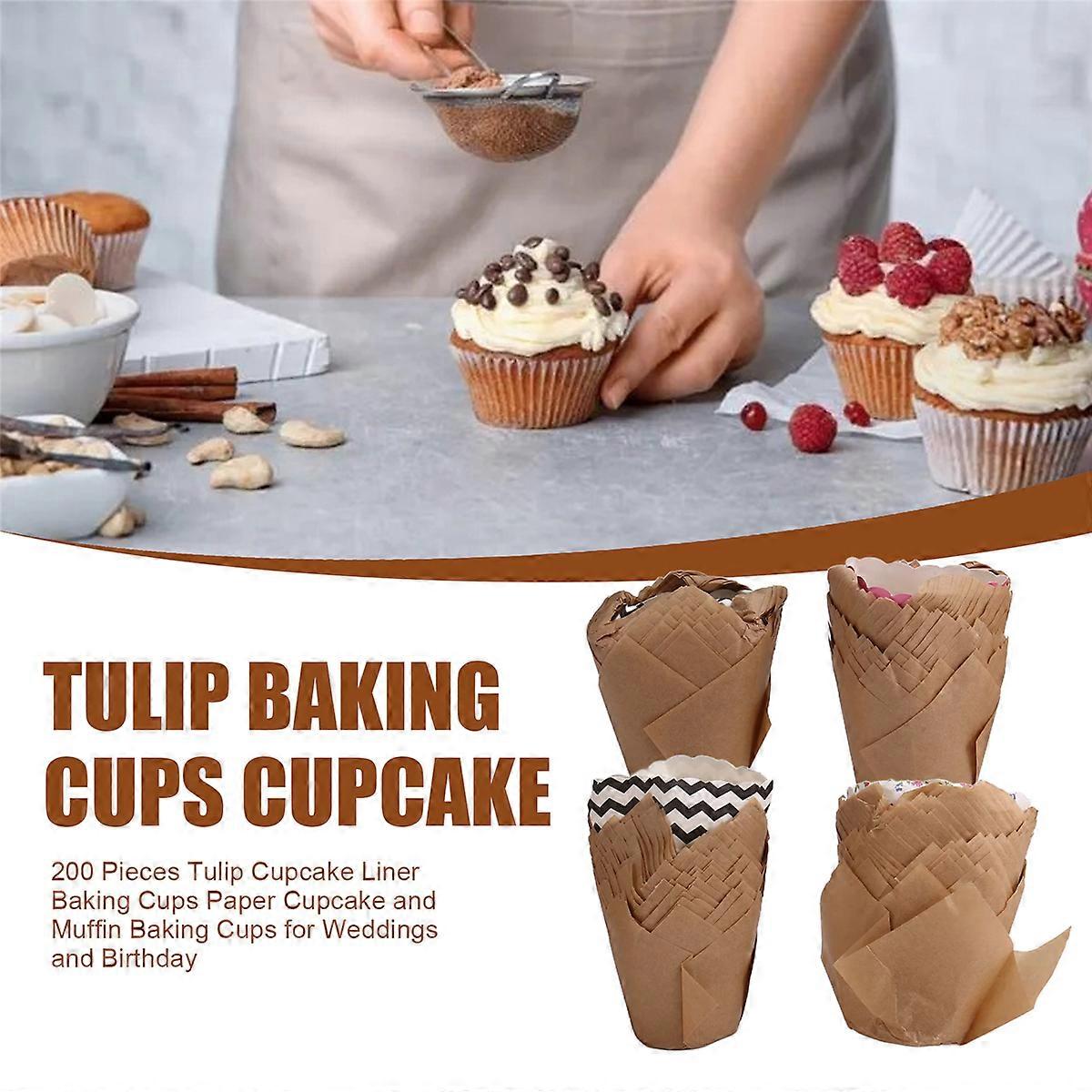200 Pieces Tulip Cupcake Liner Baking Cups for Weddings and Birthday
