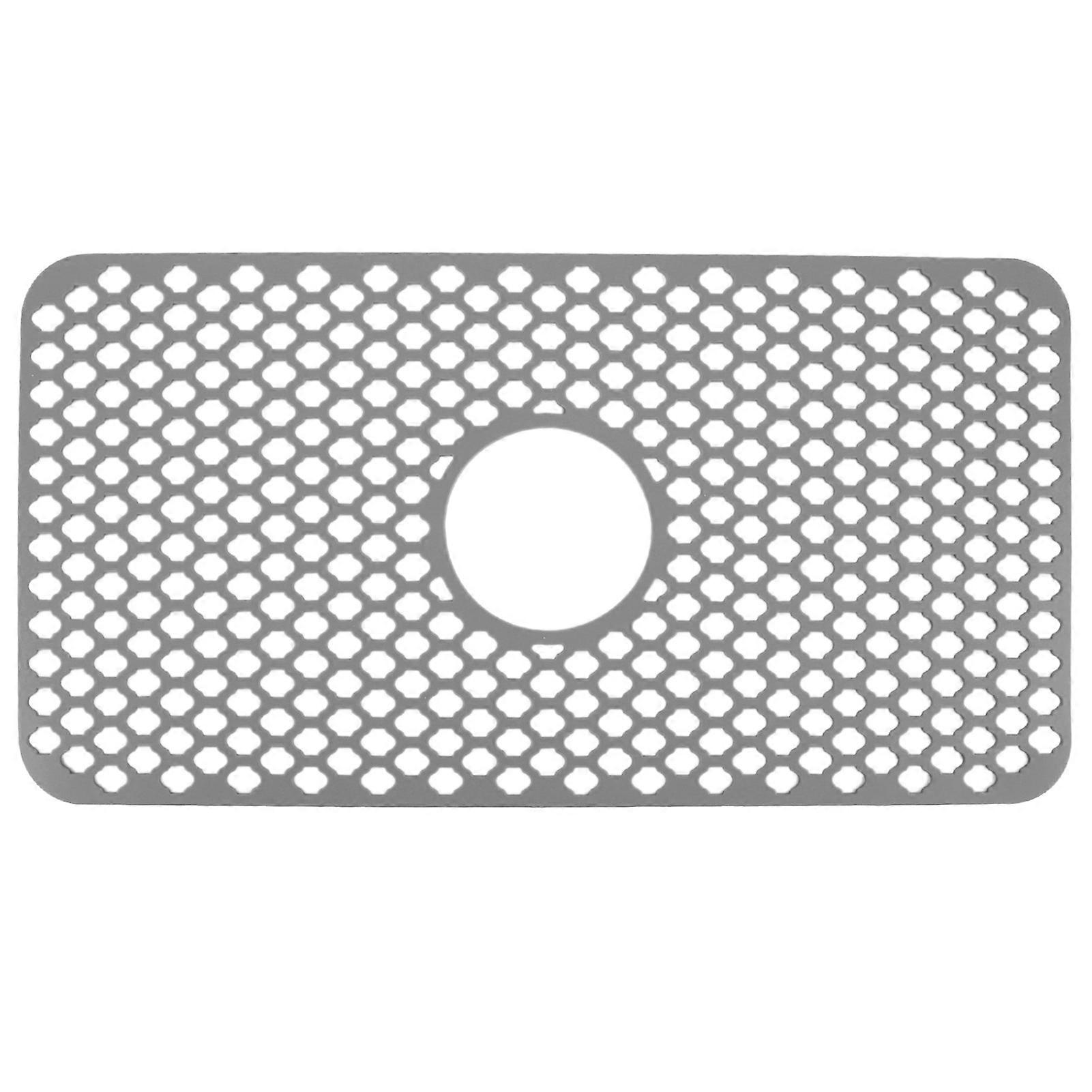 Large Silicone Kitchen Sink Mat Hollow Insulated Non Slip Protector Grey Multi Functional Durable Flexible Mat