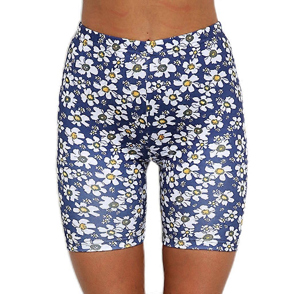 Femmes d’été taille haute yoga biker shorts pour style frais pastorale Marguerite florale impression numérique pantalon d’entraînement leggings de course athlétiques XL