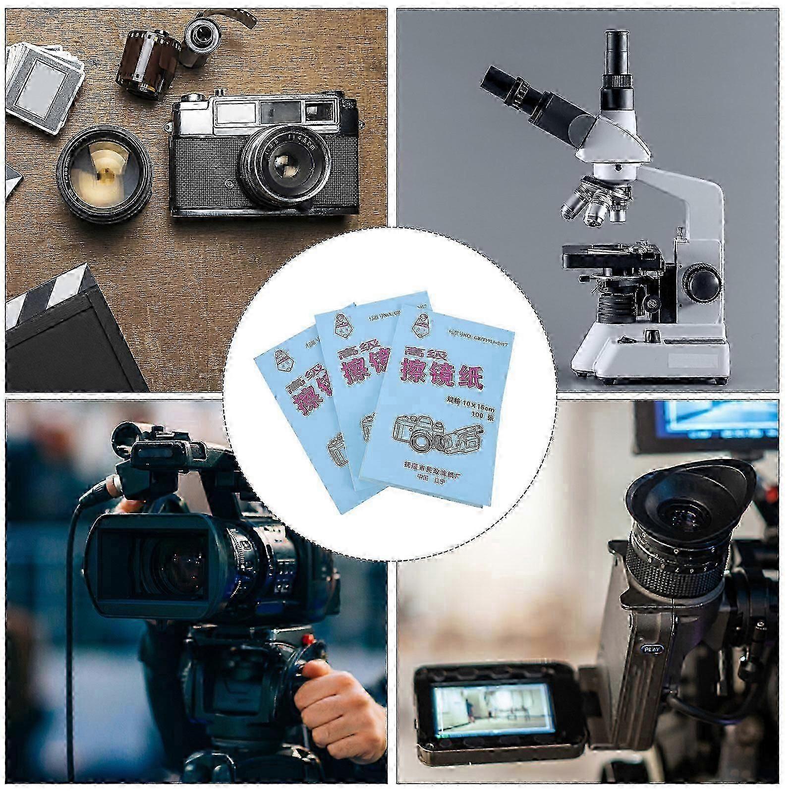 100 PCS Dust-free Wipes Microscope Camera Lens Cleaning Paper (White)