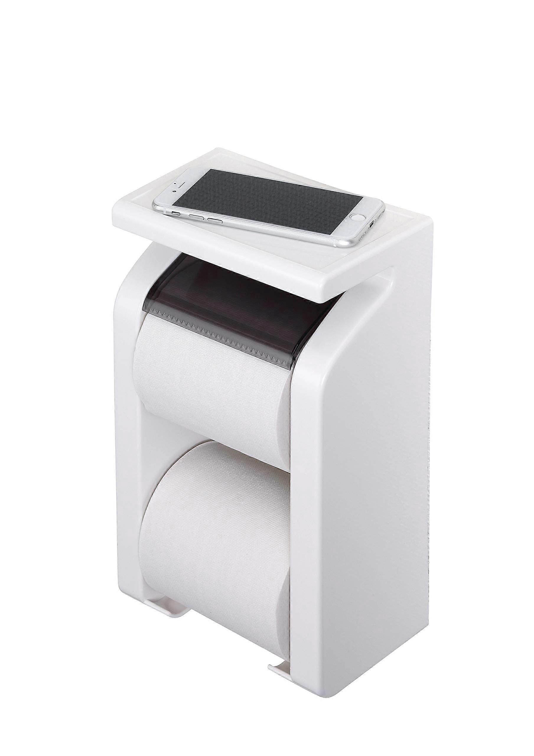 Toilet Paper Holder with Shelf, Paper Stock Holder, White, Made in Japan, Durable Design, Space-Saving Style