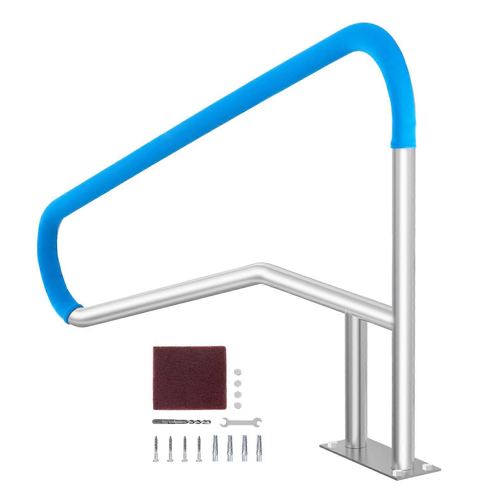 Succebuy Stainless Steel Pool Handrail 54 x 36 inch Pool Railing Rust-Proof Grab Bar w/ Grip Cover&A