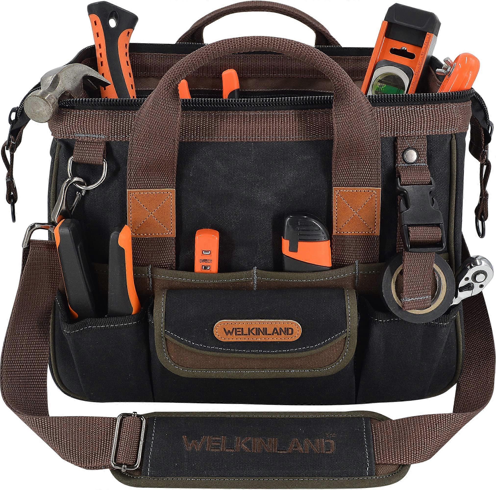 30 pocket canvas tool bag, 14 -inch heavy type tool bag, heavy type wax canvas