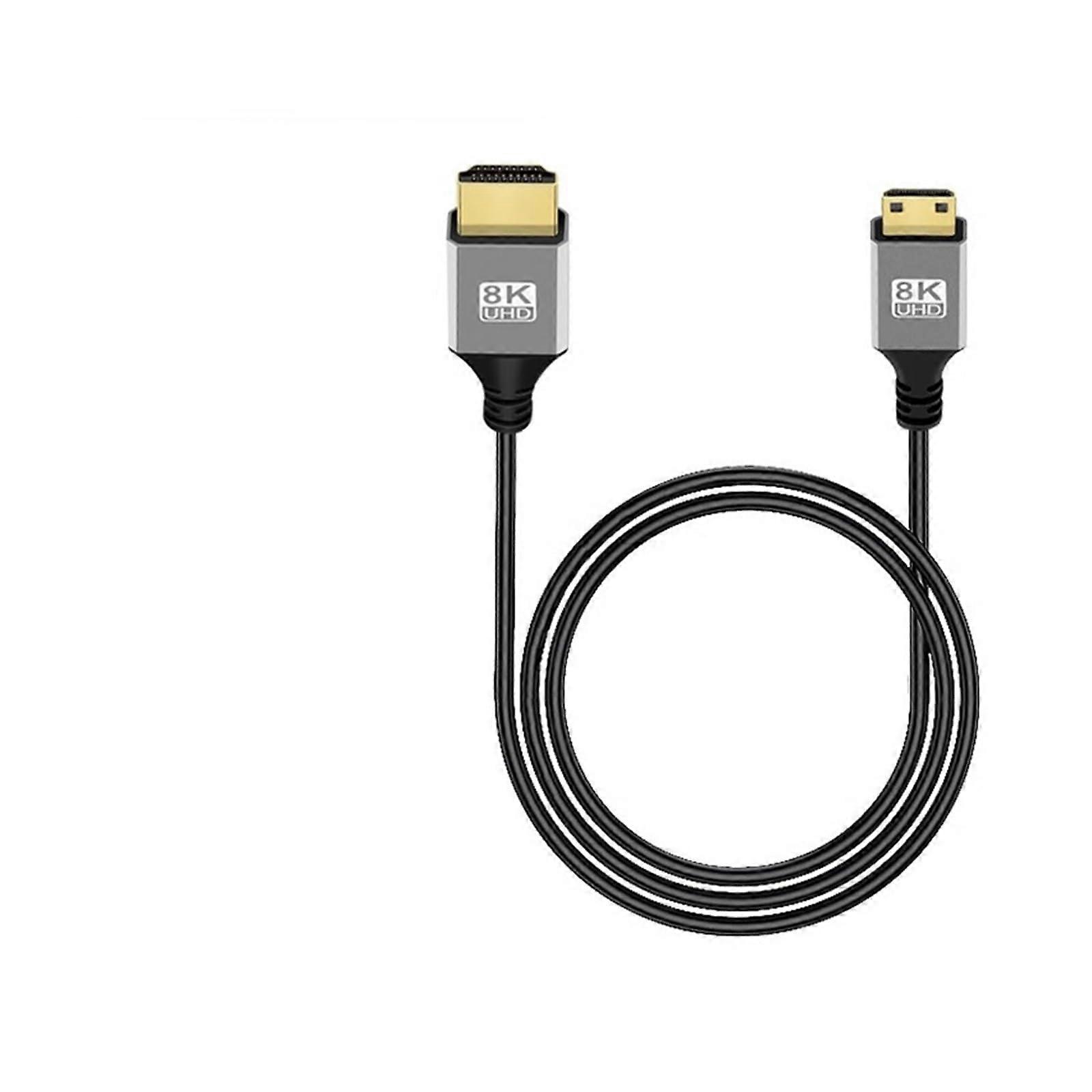 8K UHD HDMI Cable Micro To HDMI, 90-Degree Up/Down/Left/Right, 0.5m/1m Thin Cord