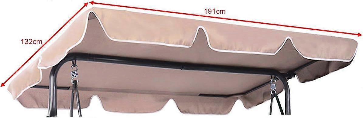 Replacement Canopy for Anti-UV Garden Swing, Swing Canopy Made of 600D Waterproof Oxford Cloth with Edge Width 12cm Dimension 191x132cm (Beige)
