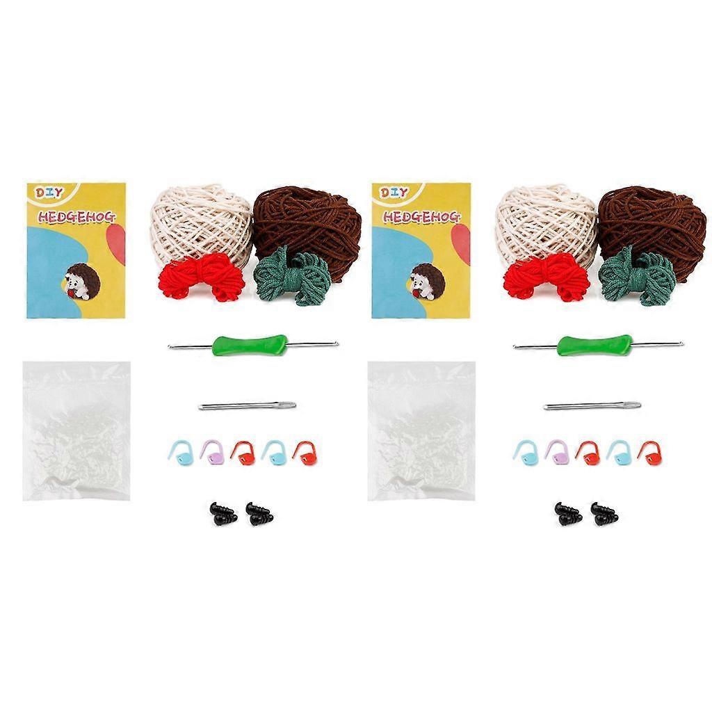 2Set Hedgehog Crochet Kits DIY Crochet Starter Kits Include Crochet Hook, Yarn