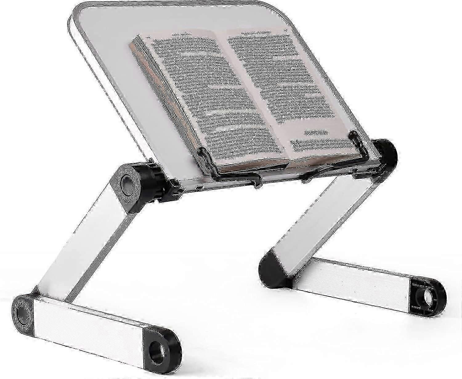 Height And Angle Adjustable Book Stand Ergonomic Stand For Heavy Learning Books And Tablets, Foldable (white)