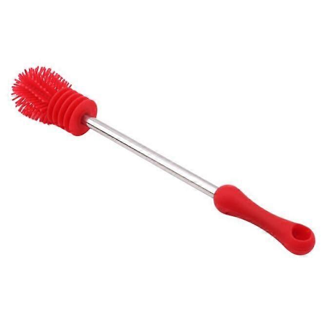 Cleaning Tool Multifunctional Long Handle Silicone Cleaning Brush (Red)