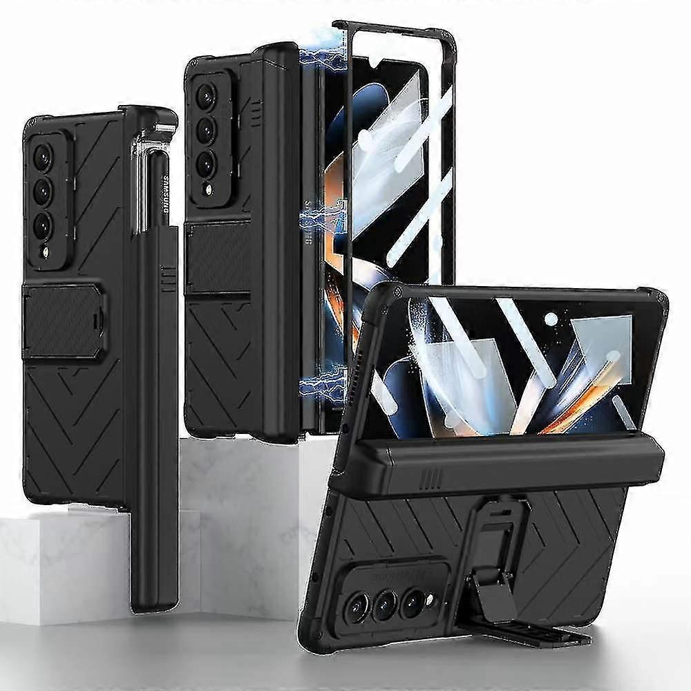 Kickstand Case With Hinged Protector Compatible Samsung Galaxy Z Fold 4 With Built-in Screen Protector S Pen Slot