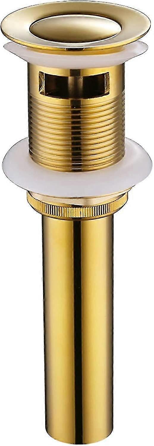 Bathroom Sink Drain Gold, Brass Pop Up Drain, Vanity Sink Stopper Drain Assembly, With Overflow