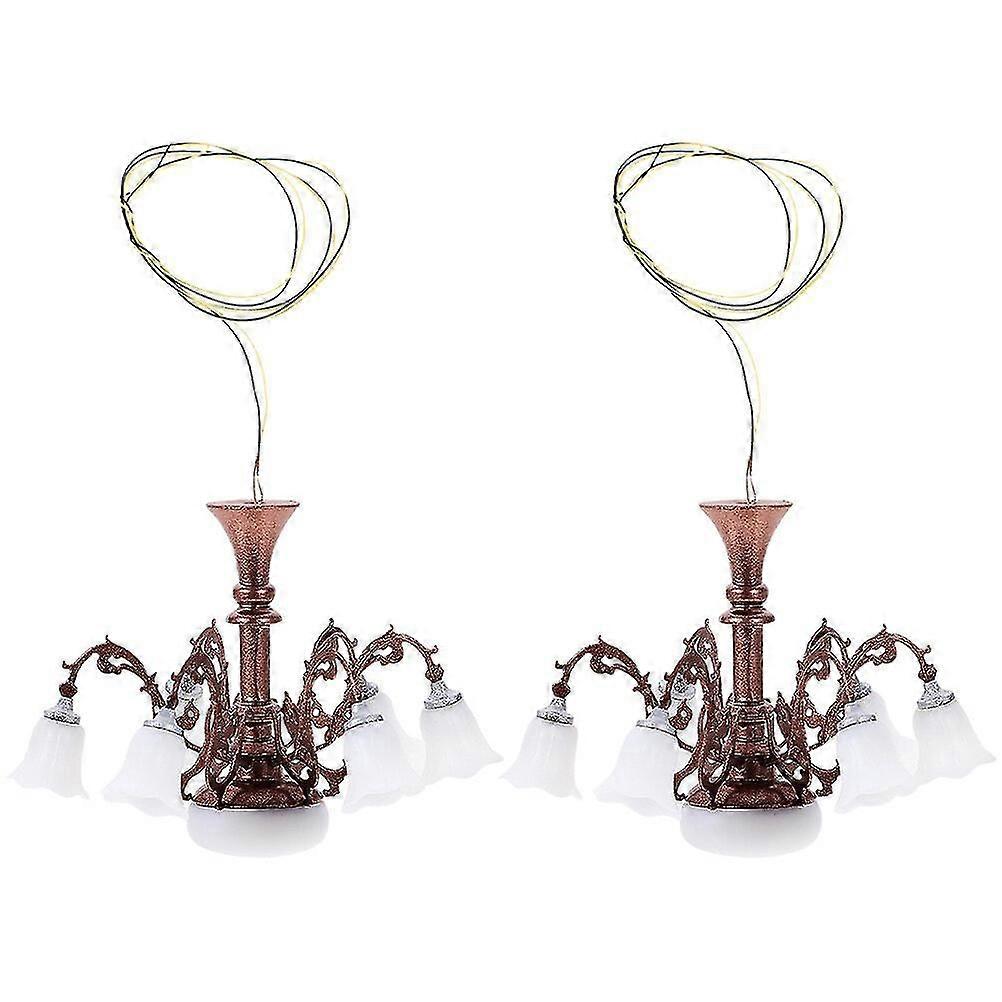 2pcs Miniature Model Chandelier Tiny House Ceiling Lamp Sand Table Ceiling Light Model