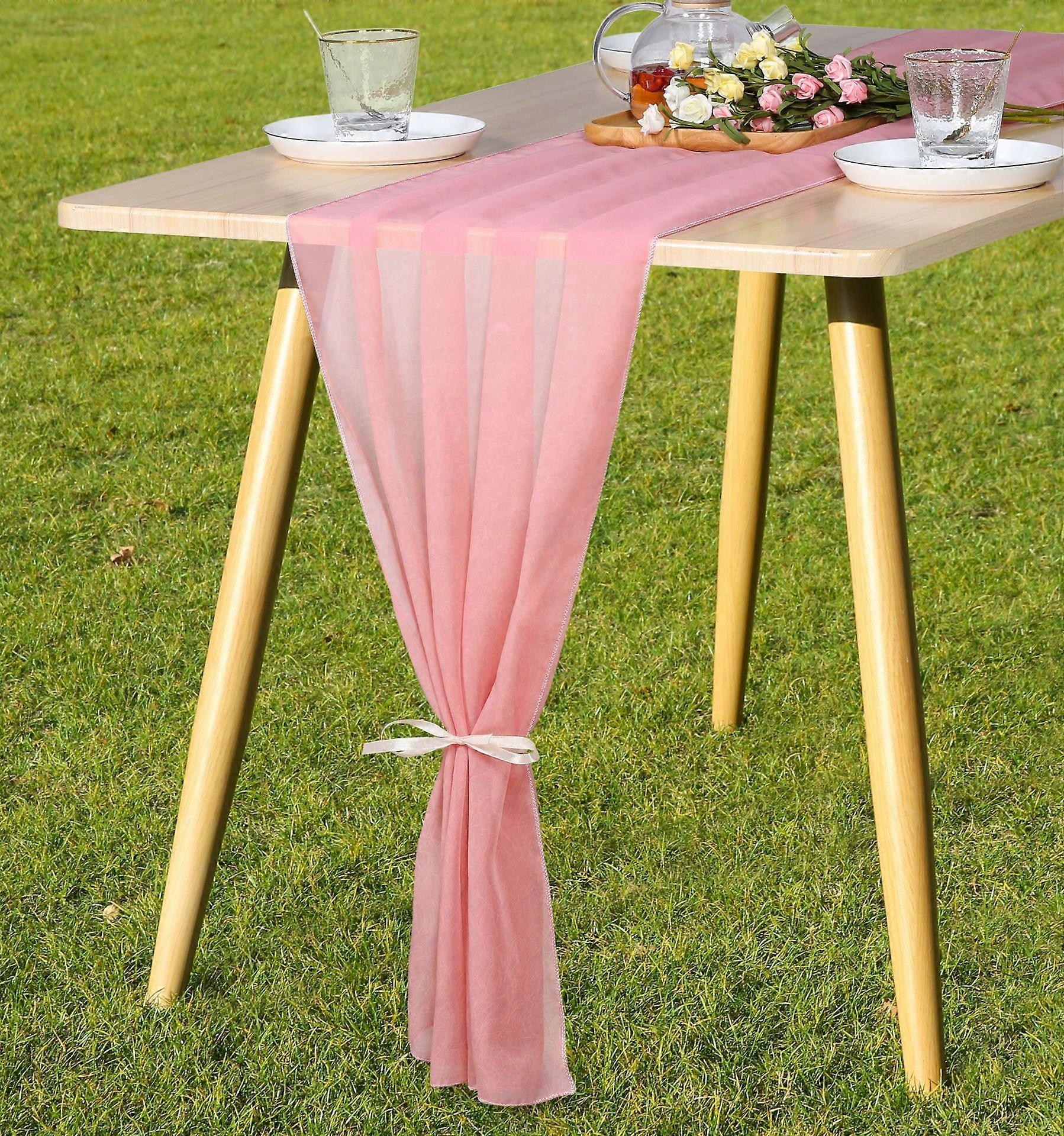 French chiffon table runner simple solid color table runner hotel wedding arrangement decoration flashing sequins