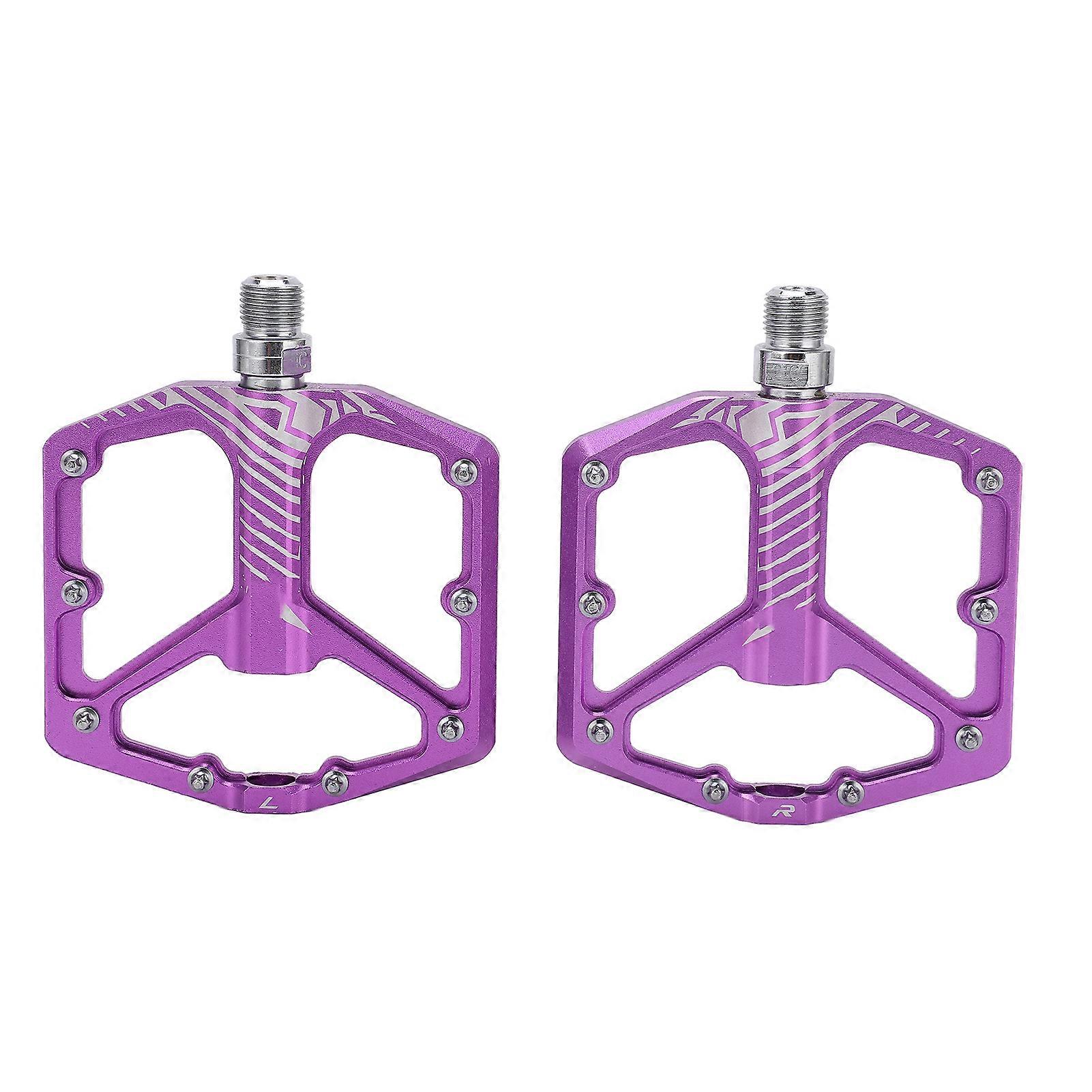 Bicycle Platform Pedals ENLEE Ultralight Non Slip Bicycle Bearing Pedals Mountain Aluminum Bike Pedals PlatformPurple