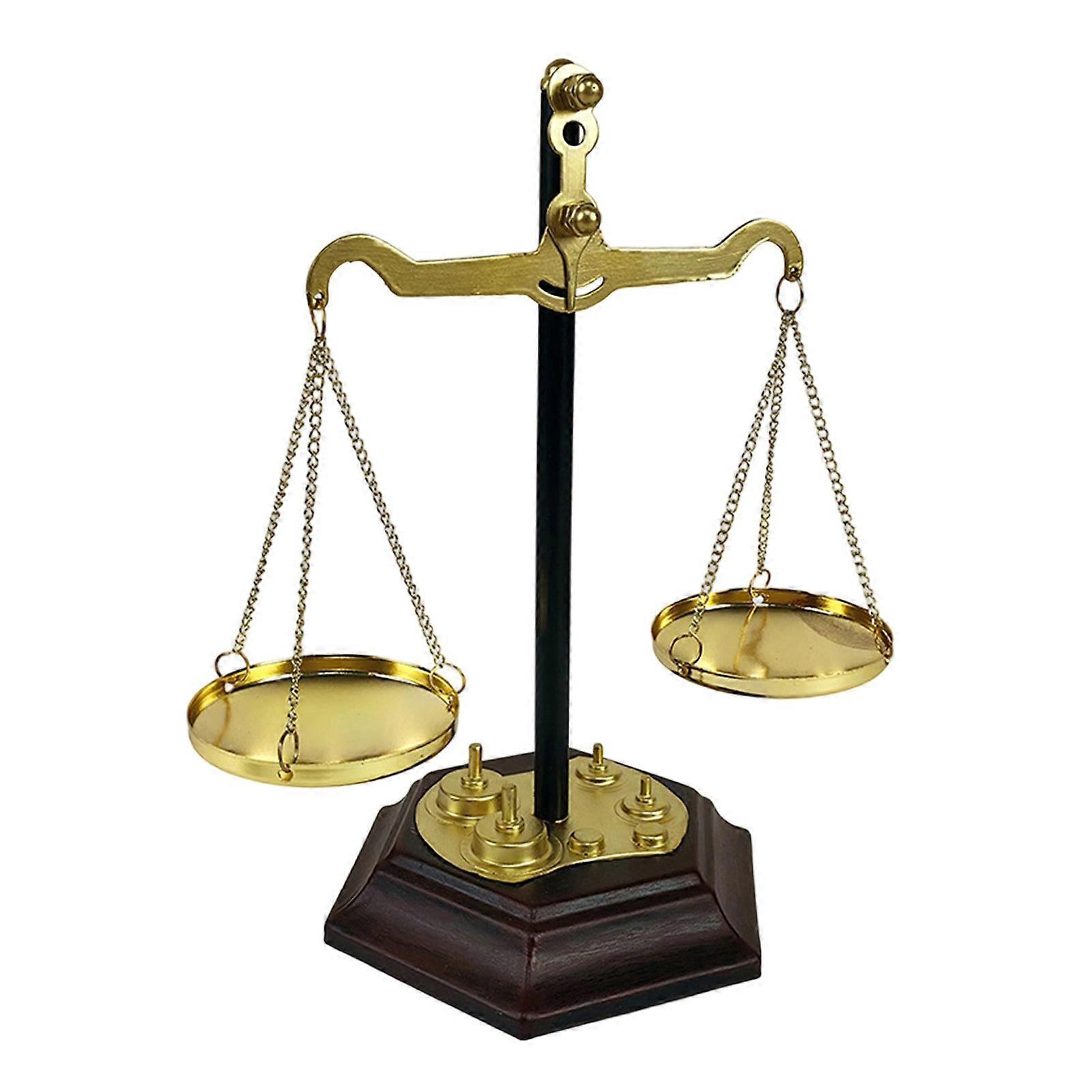 Classical Justice Scale Decorative Ornament Metal Weight Balancing Scale Sculpture for Lawyer Office Tabletop Display