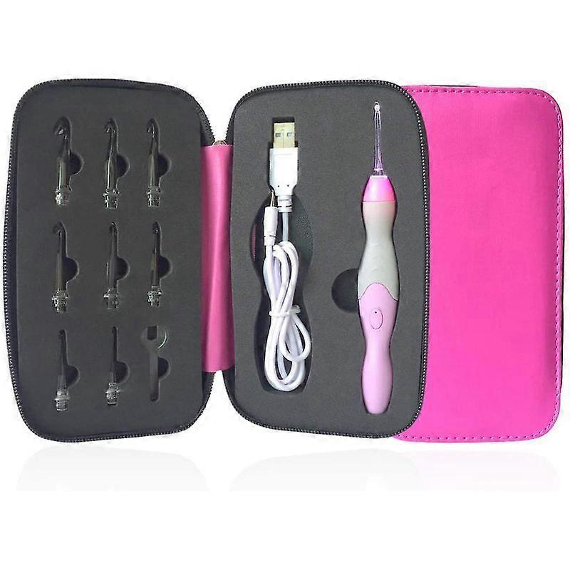 Lebanghui Lighted Crochet Hook Set,9 Size Interchangeable Heads 2.5mm To 6.5mm With Ergonomic Grip Handles,rechargeable Lighted Crochet Hooks Complete