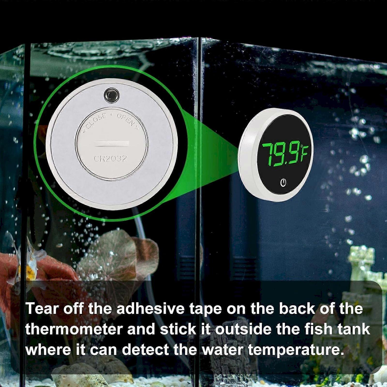 Fish Tank Digital With Accurate LED Display | 0140°F Aquarium Temperature | High Precision +0.5°C Error | Cordless Stick On Design For Aquariums