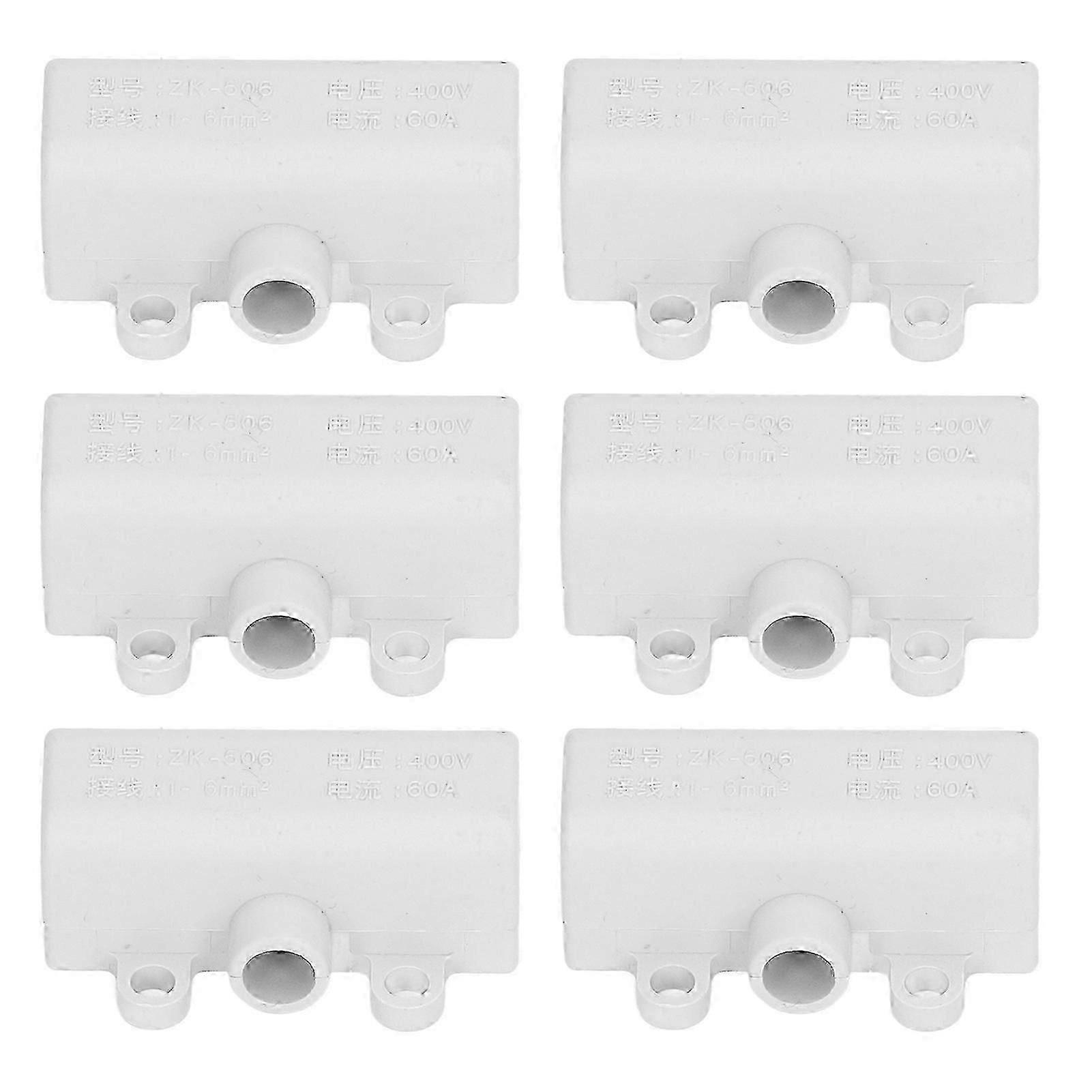 6pcs T-Type Splitter Block with 3-Way Inline Junction Connector Box, High Power ZK-506 400V 60A Electrical Connector for Industrial Wiring and Power D