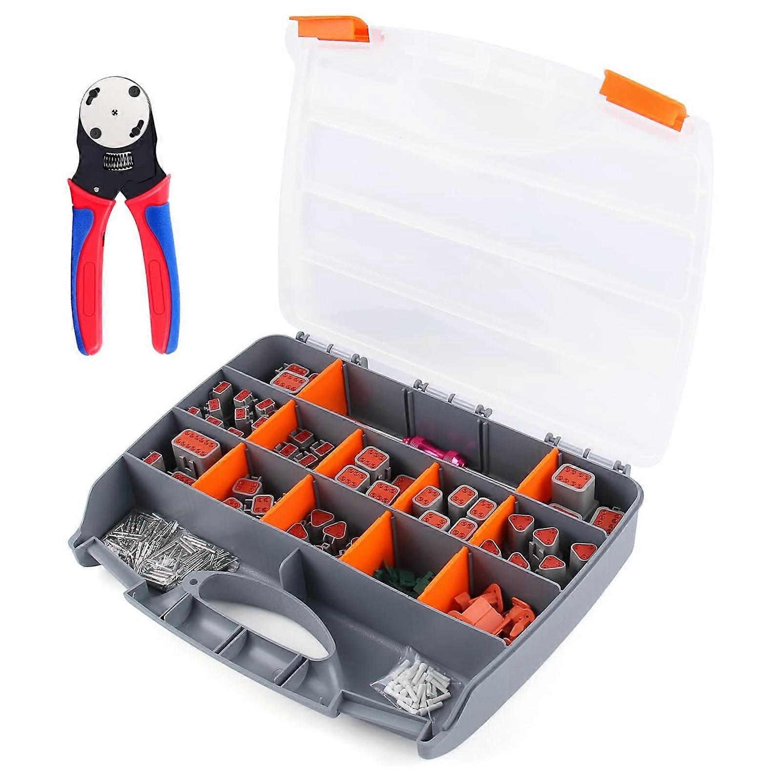 Deutsch Connector Kit 2P 3P 4P 6P 8P 12P with Crimper 14-20AWG Sealed Automobile Electrical Connectors,