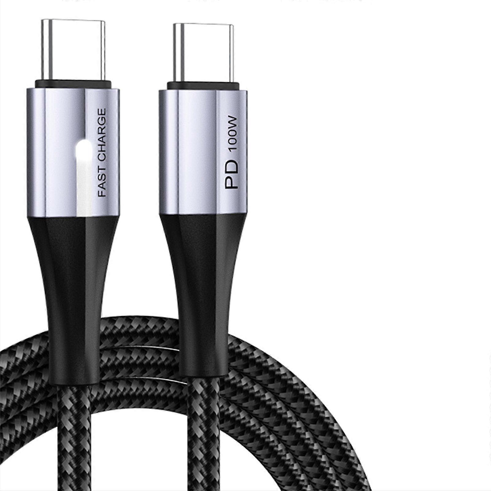 100W Type C Charging Cable Fast Charge USB C to USB C Data Line 480Mbps with Led e-marker for Tablets, Laptops