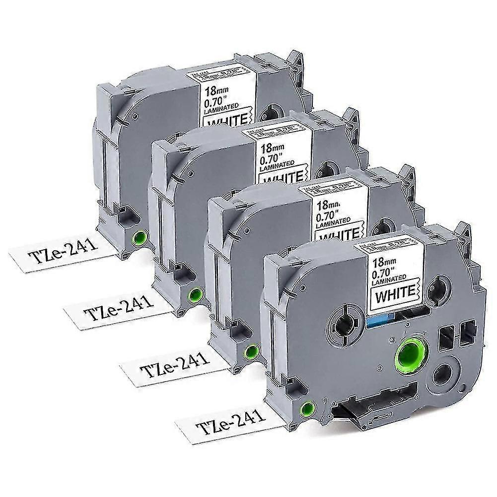 4pack 18mm 0.7 Laminated White, Compatible with Brother-241 Tze241 3/4 Inch Label for Brother Ptd40