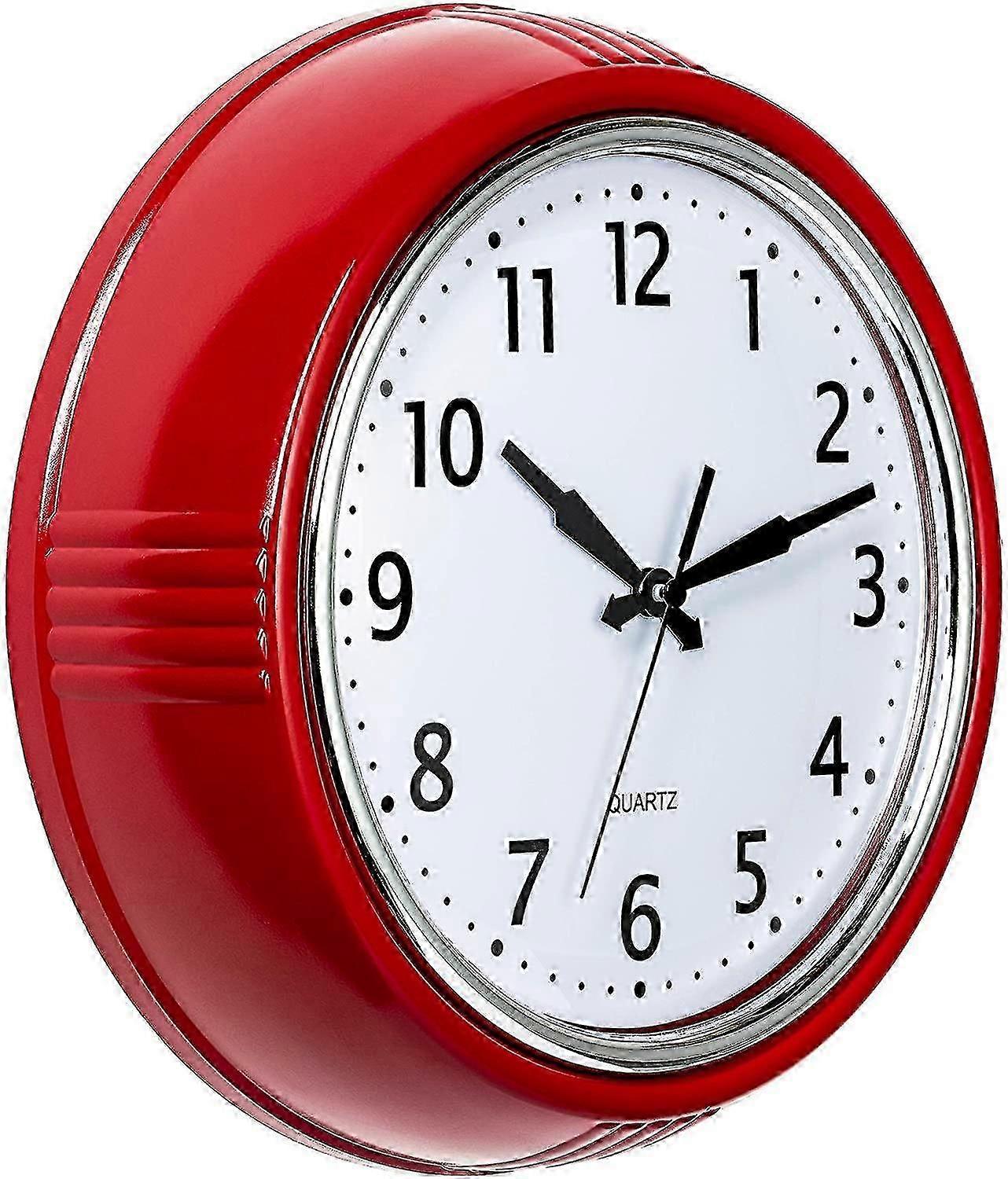 Relógio de parede retrô 10 polegadas red kitchen 50's Vintage Design Round Silent Non Ticking Bateria Operada Relógio de Quartzo