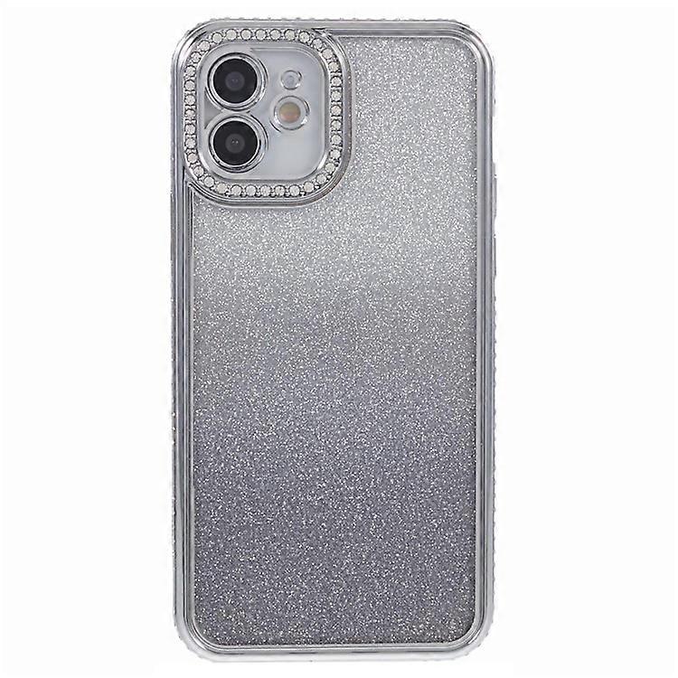Compatible For iPhone 12 Case Scratch-Proof TPU Rhinestone Decor Gradient Phone Shell