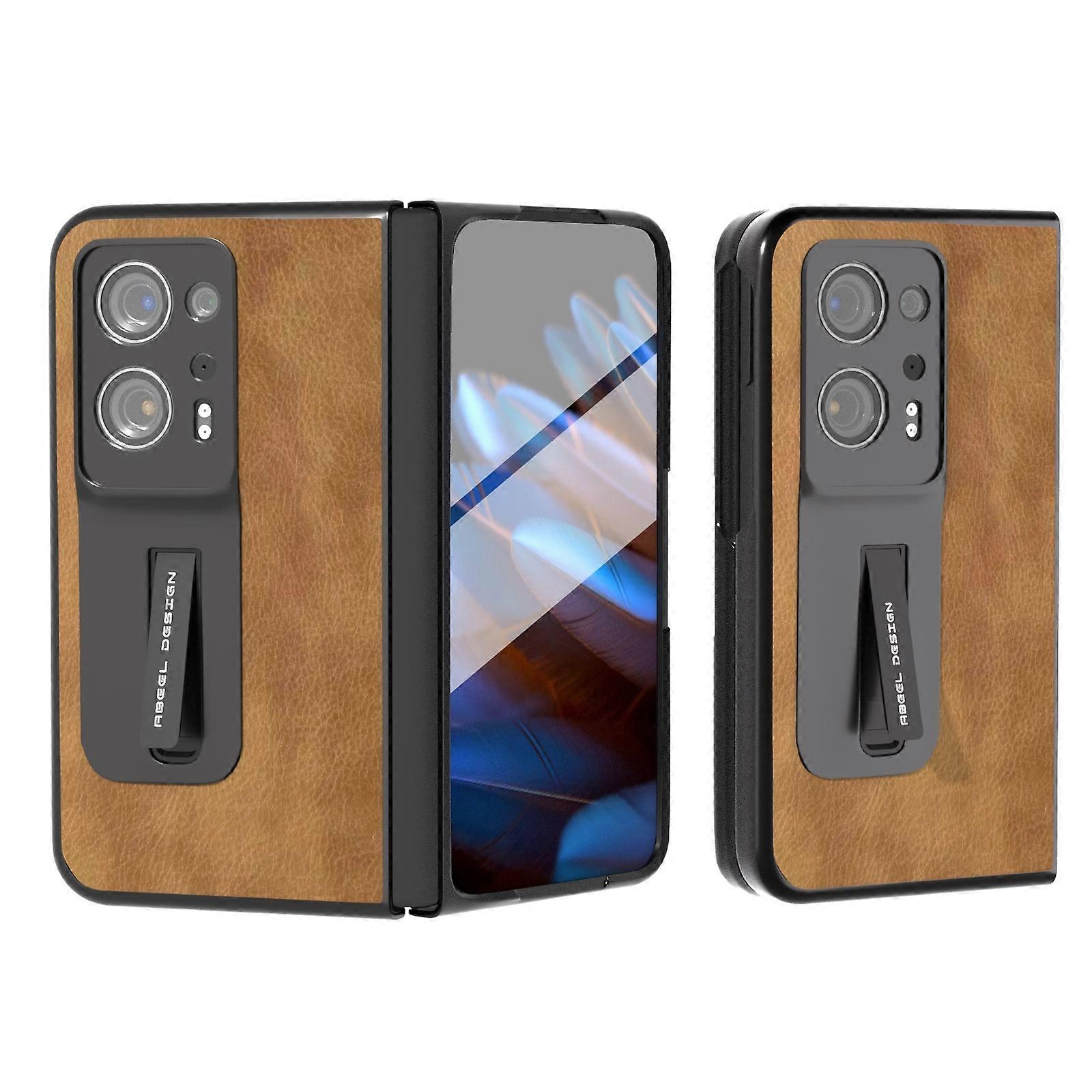 Integrated Retro Litchi Texture PU Phone Case with Holder
