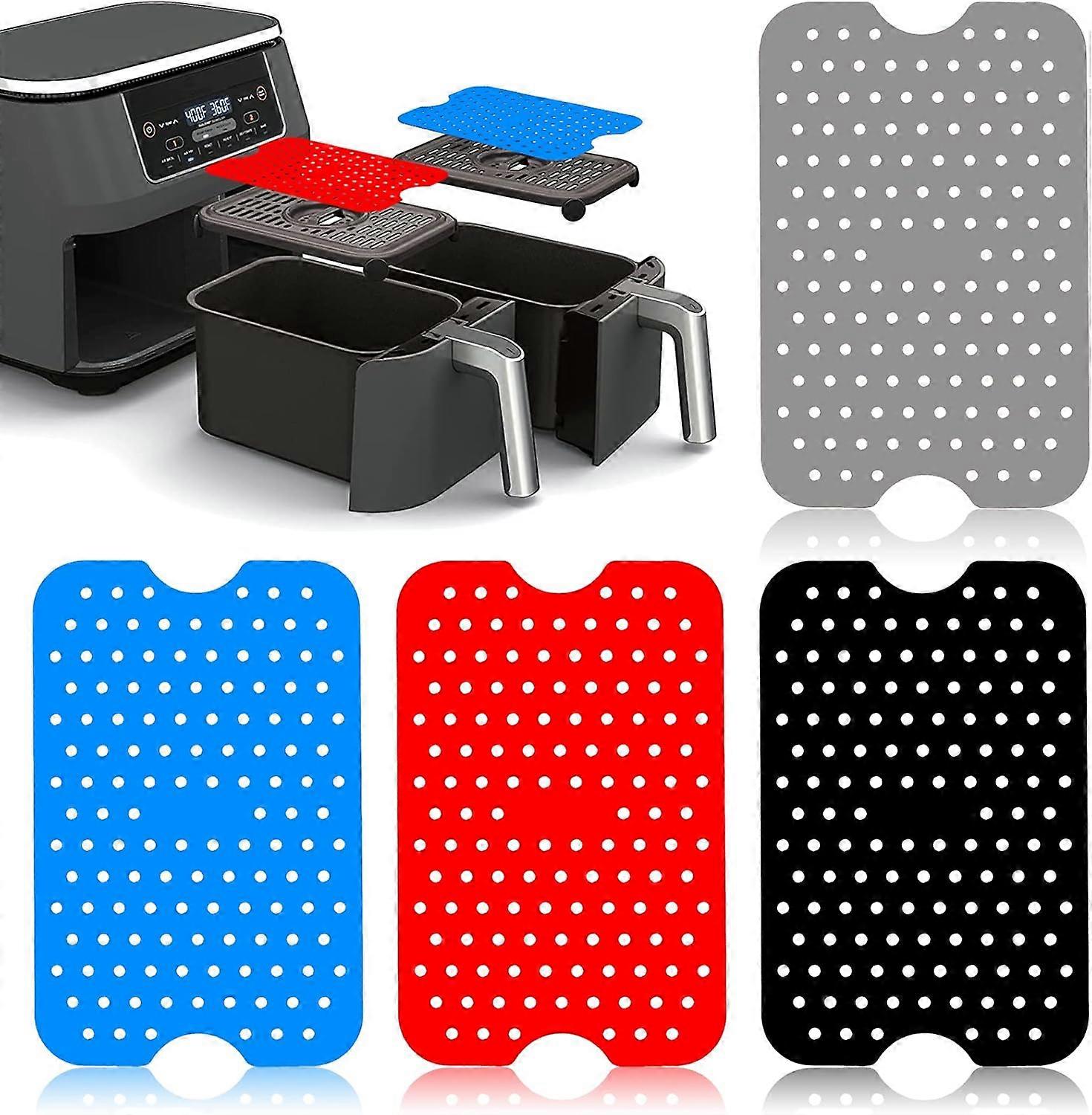 4-pack tower air fryer accessories, 5.1 x 7.87 inch silicone air fryer inserts, reusable double basket air fryer inserts