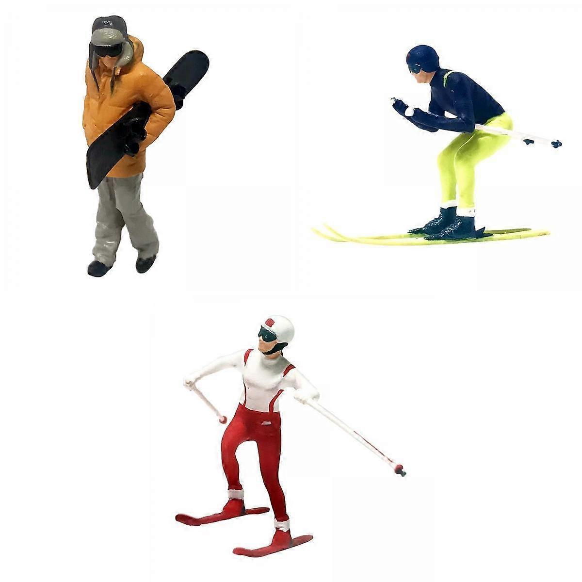 3x 1/64 Miniature Model Skiing Figures DIY Projects