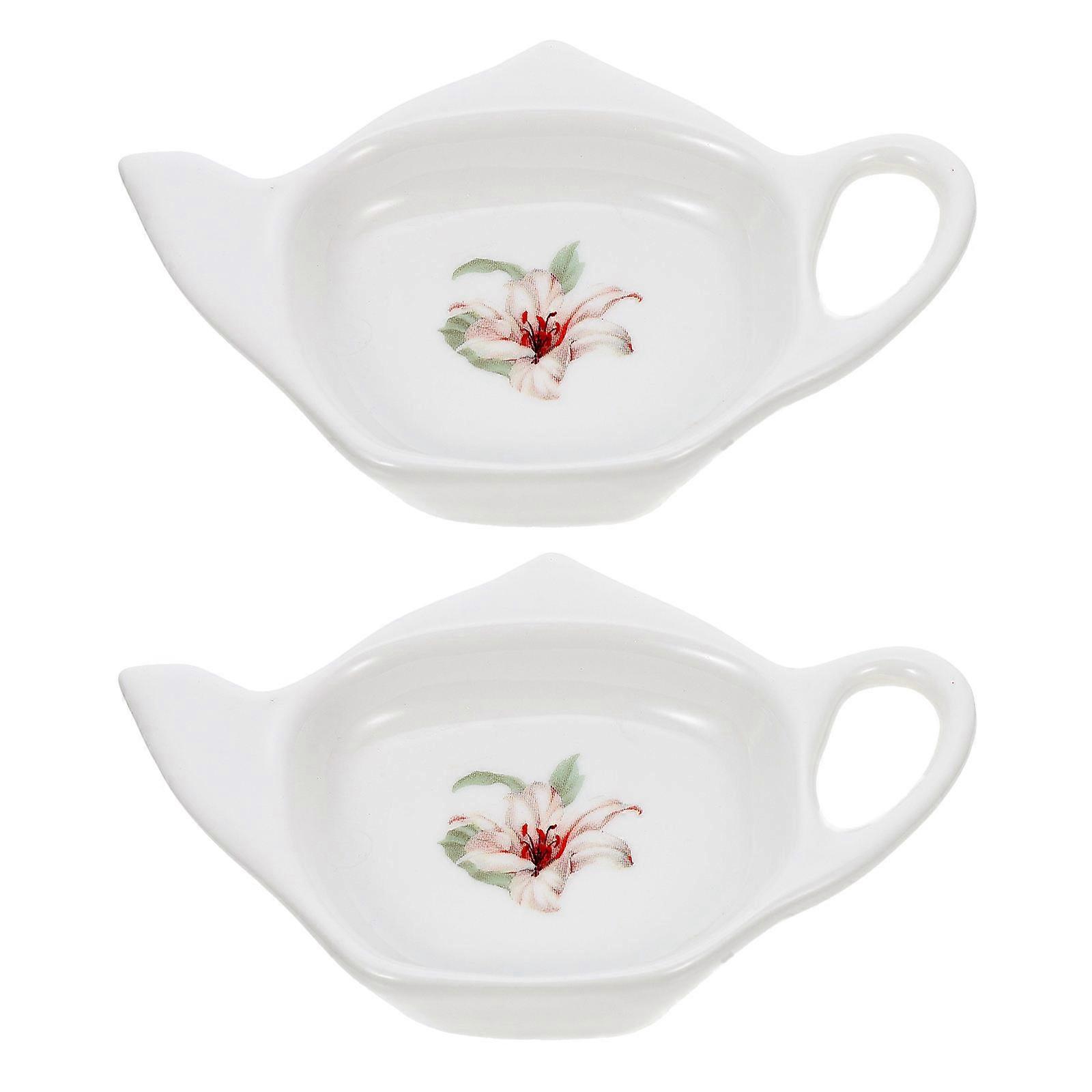 Ceramic Tea Bag Holders & Coasters, Heat Resistant Decorative Plates for Home, Hotel, or Restaurant Use – Retro Art Design
