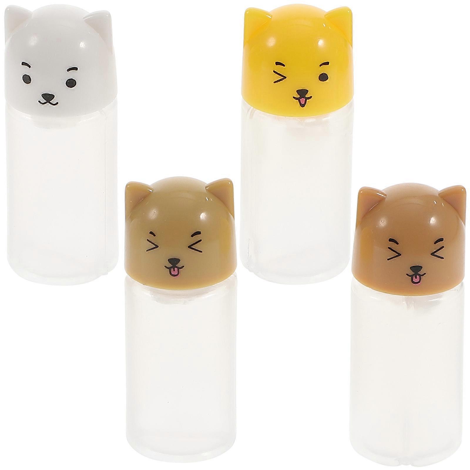 4 قطع زجاجات صلصة الصويا الصغيرة ، حاويات توابل بتصميم كرتوني للتخييم والنزهات والطهي في الهواء الطلق - خفيفة الوزن وسهلة التنظيف