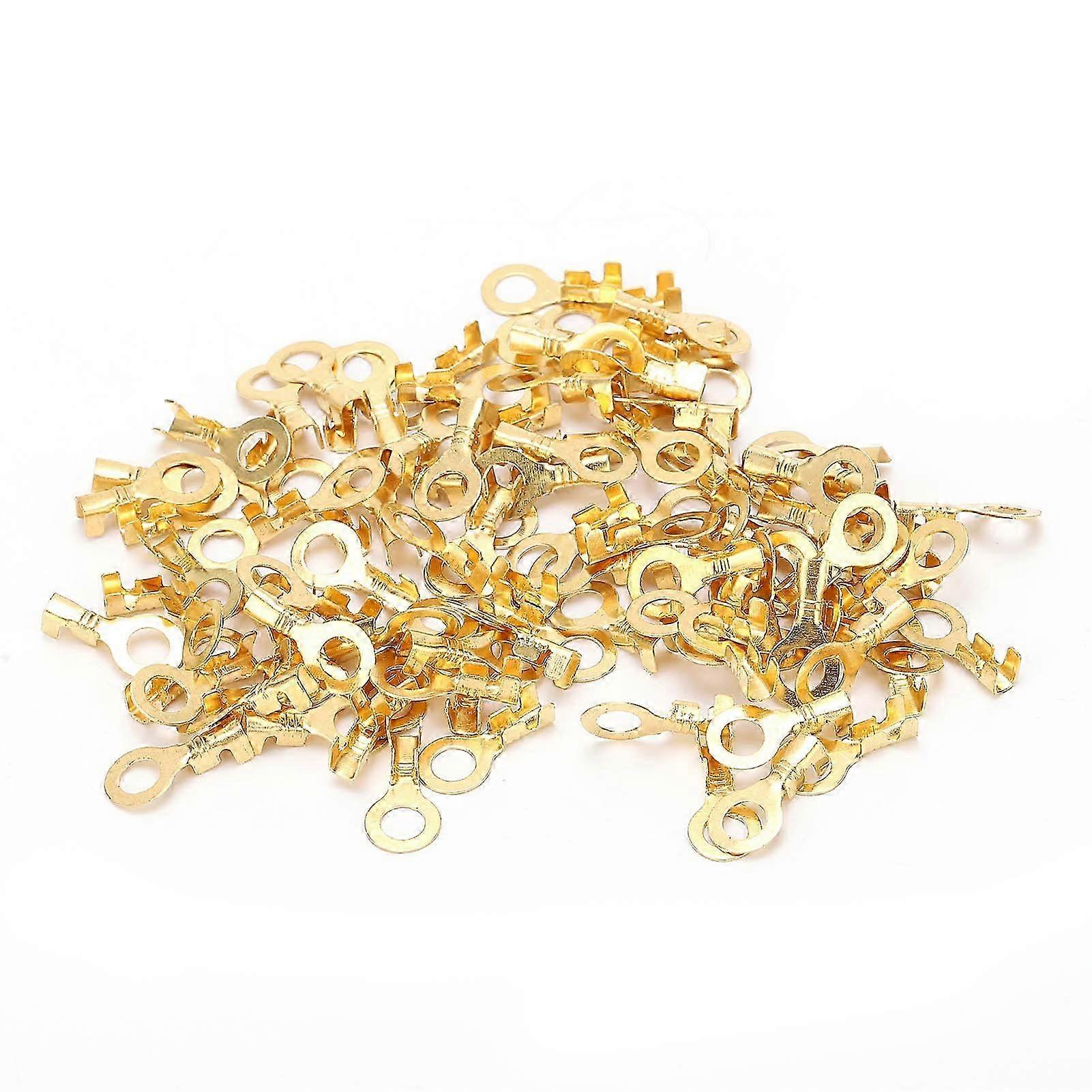 100Pcs M5 5.2mm Bare Brass Lug Ring Terminal Crimp Connectors