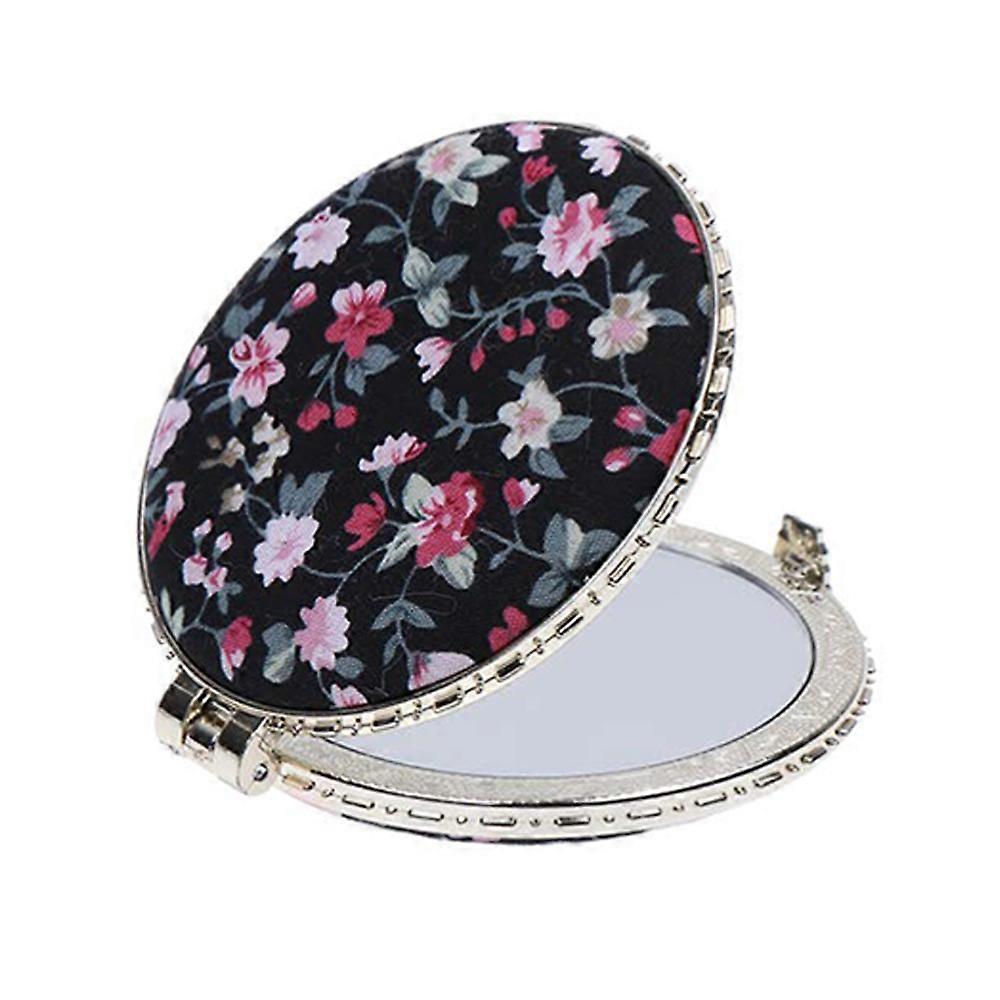 Small Mirror|2Pcs Round Portable Mini Makeup Mirror-Black