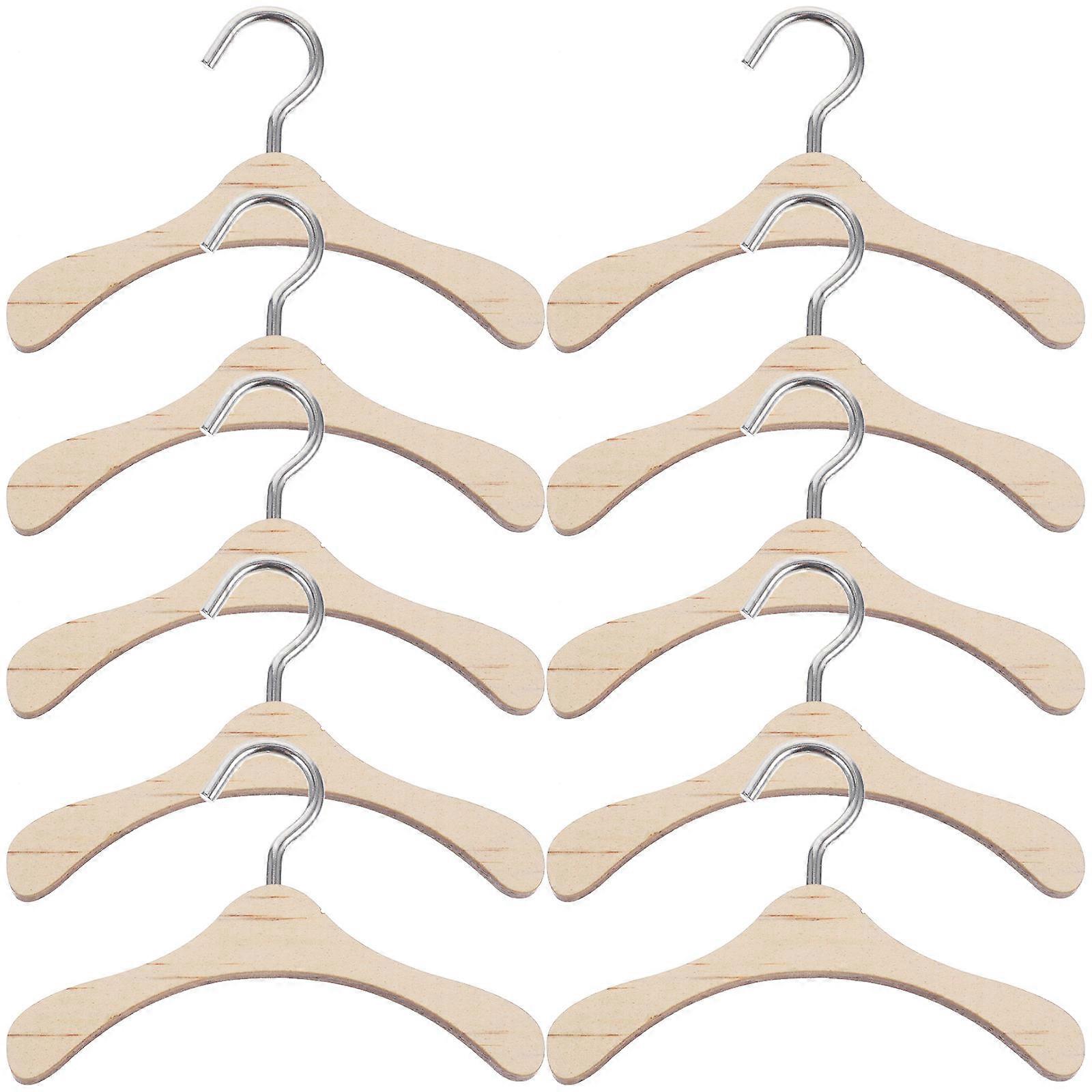 Wooden Hangers for BJD Dolls – 10pcs Practical Clothes Organizer Accessories for Dollhouse Miniatures – Tidy Room Storage Solution