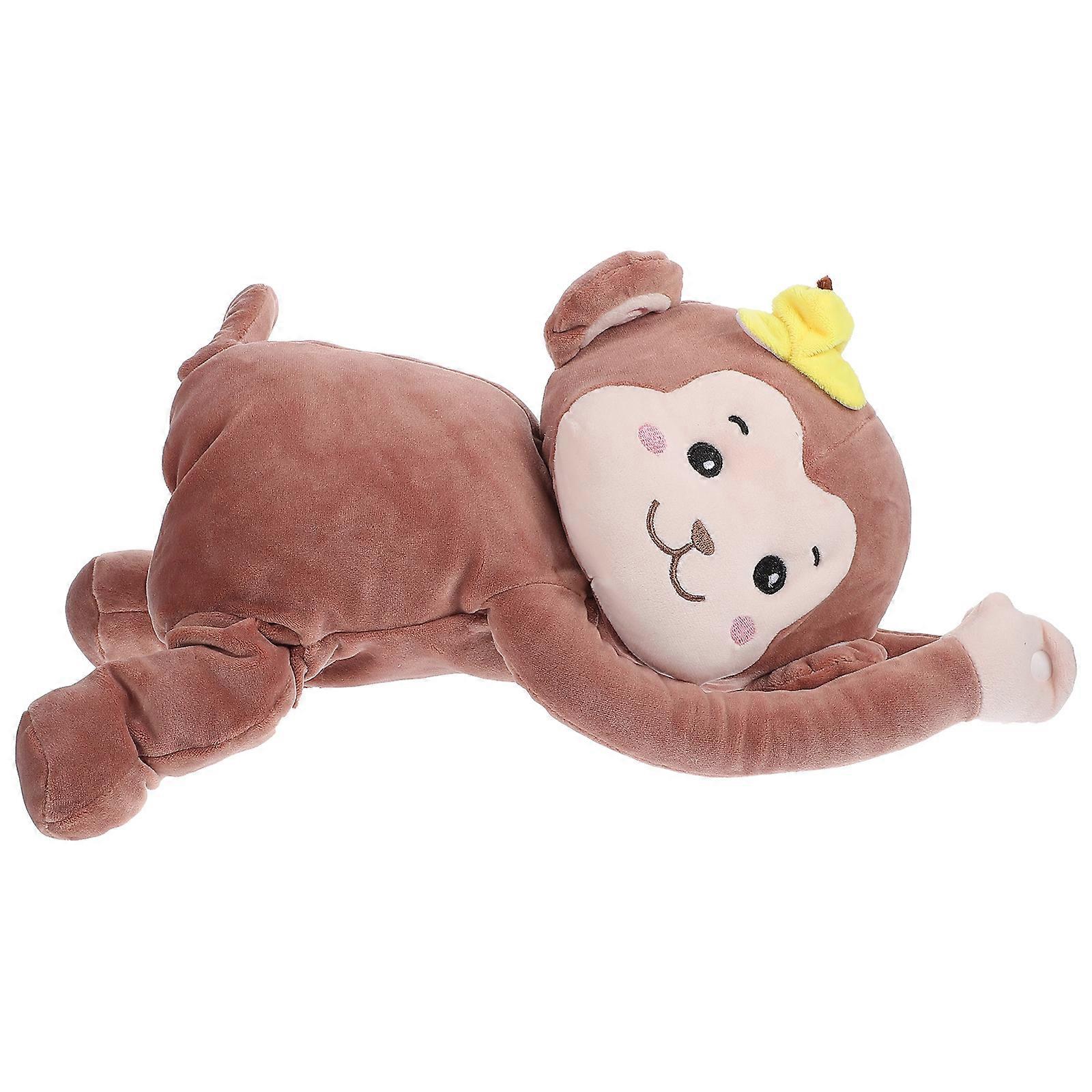 Multi Functional Tissue Box Adorable Plush Monkey Shaped Napkin Organizer For Drivers 1Set