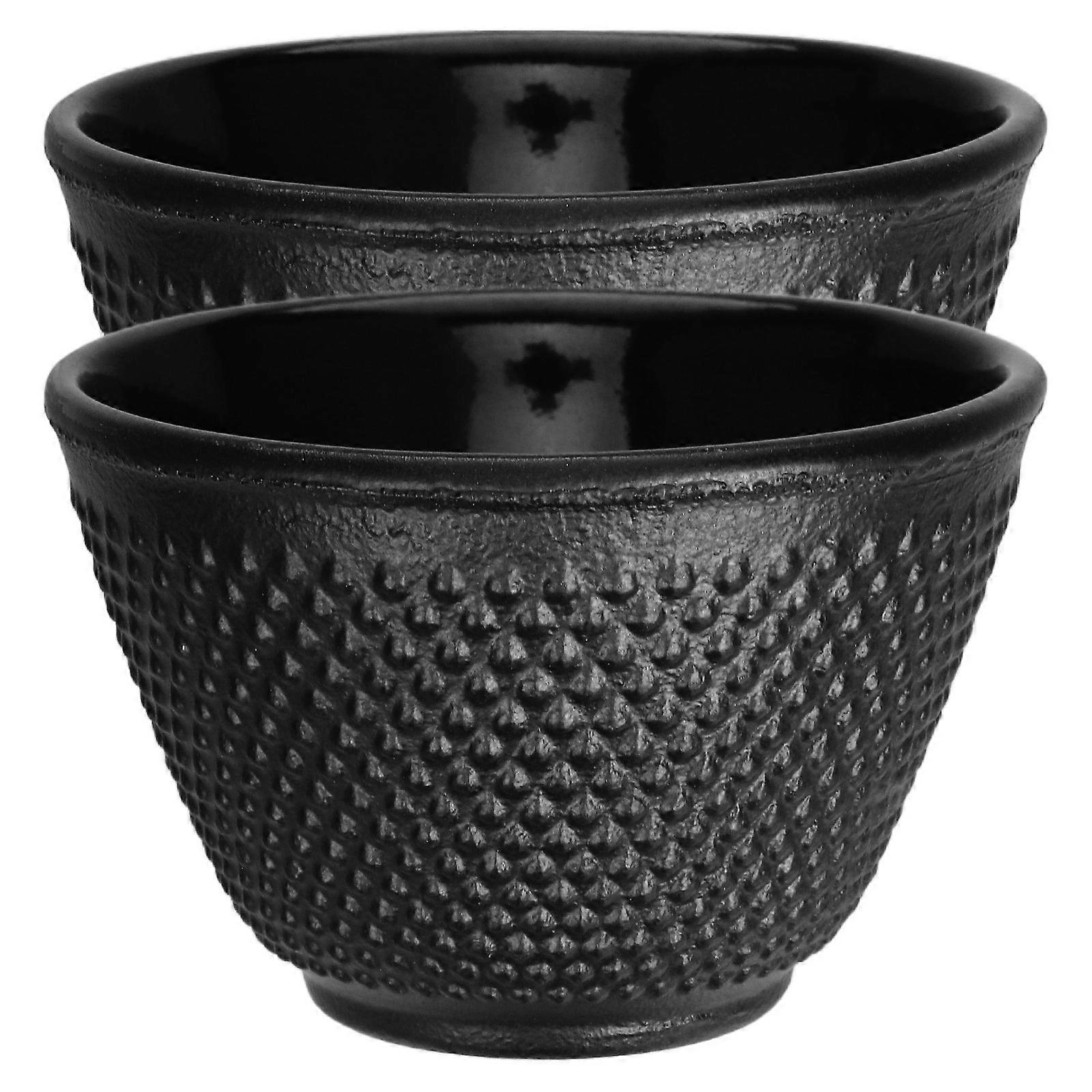 2pcs Cast Iron Tea Mugs Retro Chinese Teaware Cups with Insulation for Enhanced Drinking Experience