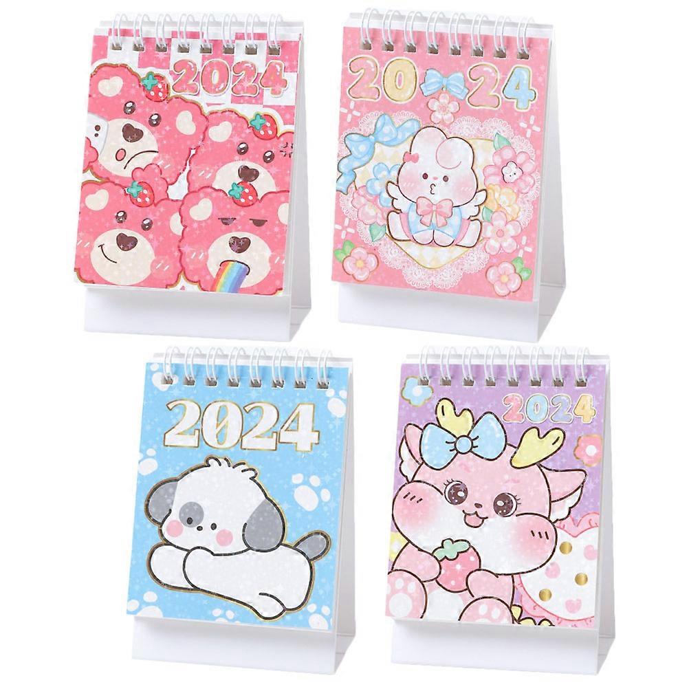 Delicate Mini Calendar Table Decor Teachers Home Use Simple Style 7.5X4.7X11.7CM Mark Important Dates 4Pcs