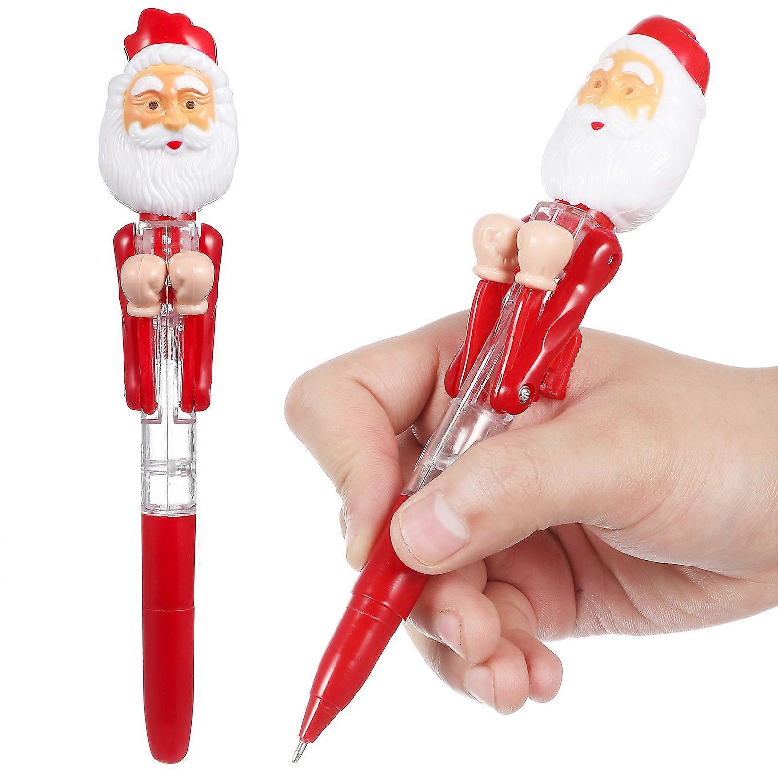 Decompression Stationery Ballpoint Pens Santa Claus Shape Christmas Theme Red 2Pcs