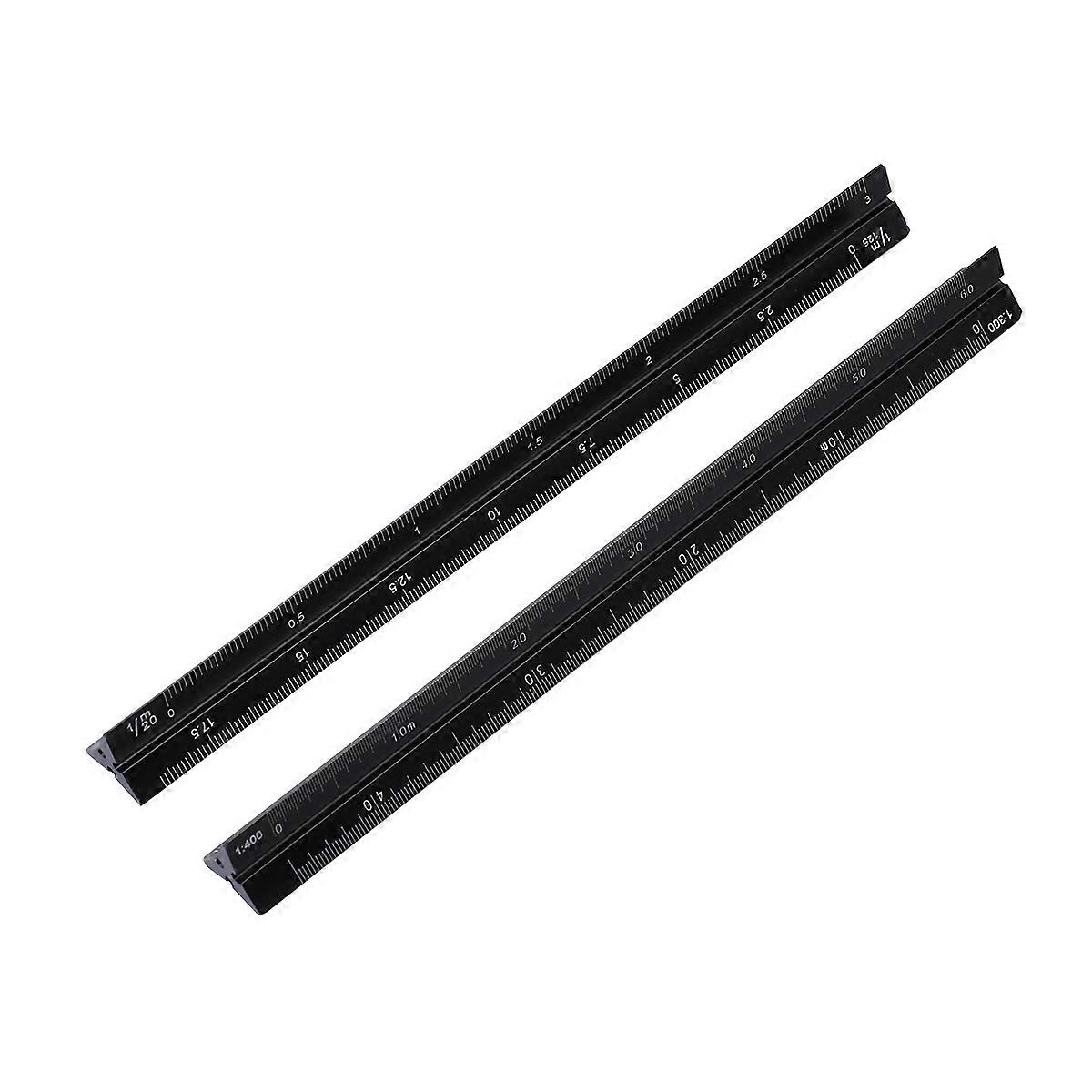 Student Drawing Ruler Proportion Ruler Measuring Tool Drafting Ruler Premium Aluminum Triangular For Office Use 2Pcs
