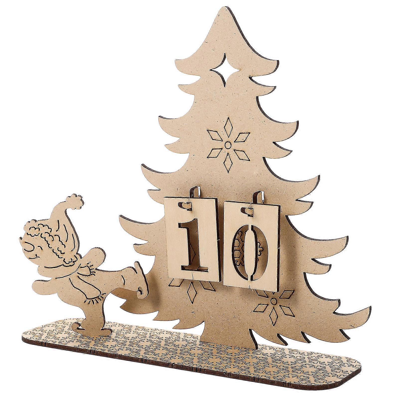 Wood Crafts Calendar Christmas Advent Housewarming present Beige Color Rectangular Shape 1 Set