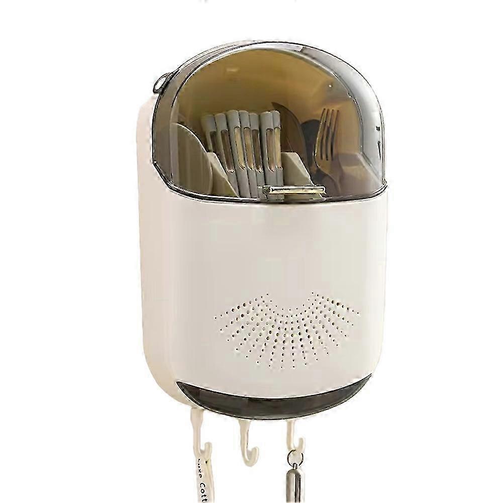 Wall-Mounted Kitchen Cutlery Storage Box with Lid hwy
