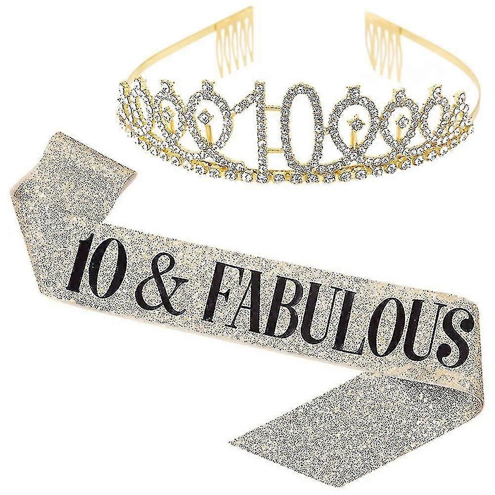 女性キラキララインストーンレタープリントサッシュティアラセット誕生日パーティー用品