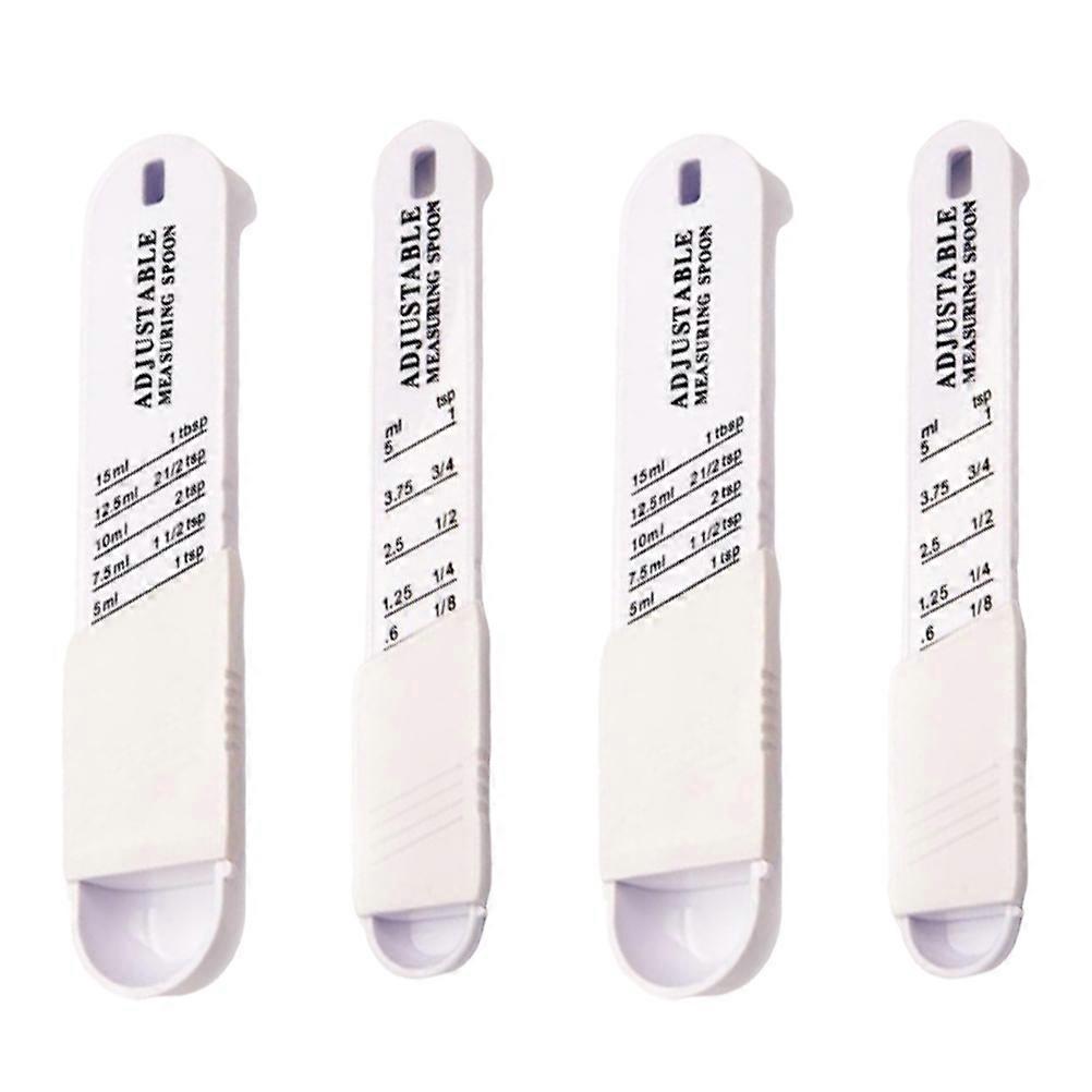 Adjustable Graduated Spoon Plastic Measuring Cup for Baking and Cooking White 16×3.5CM Multi-Functional with Scale 4Pcs